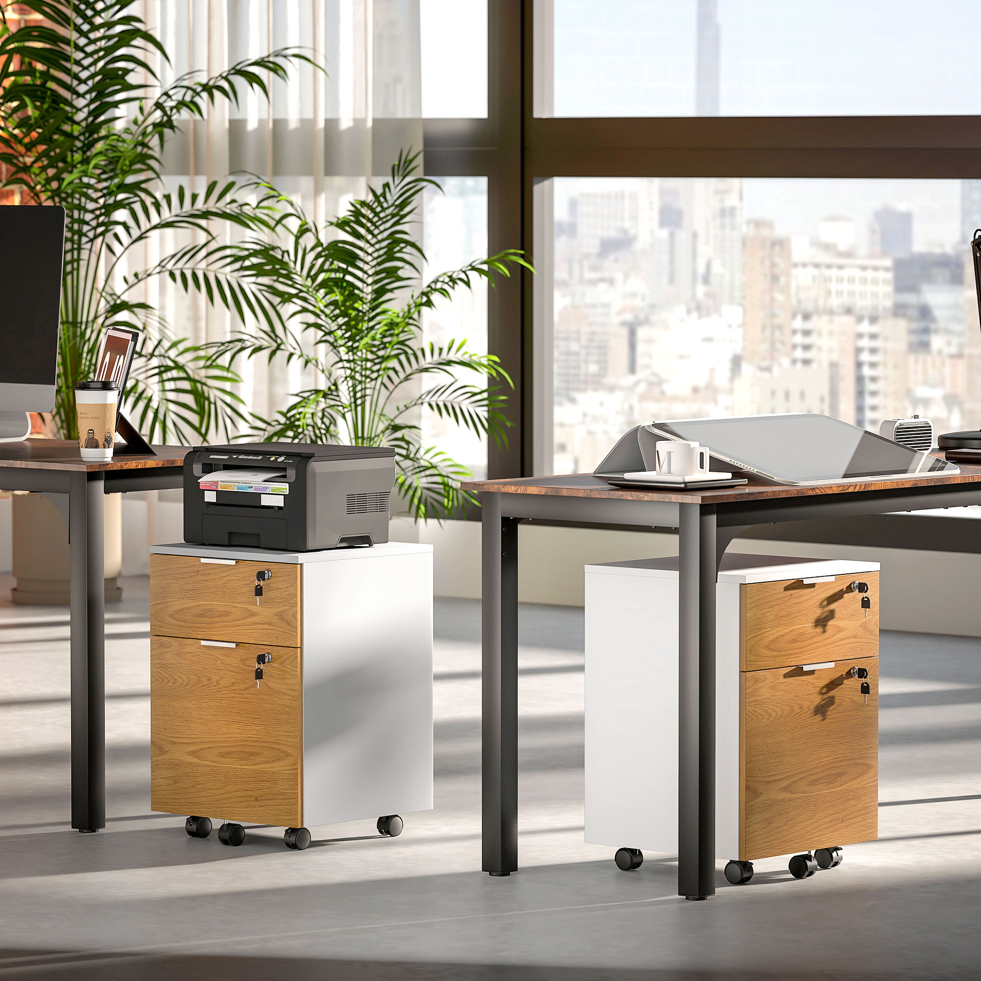 HOMCOM Caisson bureau meuble de rangement verrouillable avec 3 tiroirs et étagère réglable, roulettes, 40 x 60 x 56 cm, blanc à partir de 83,90 € (juin 2026