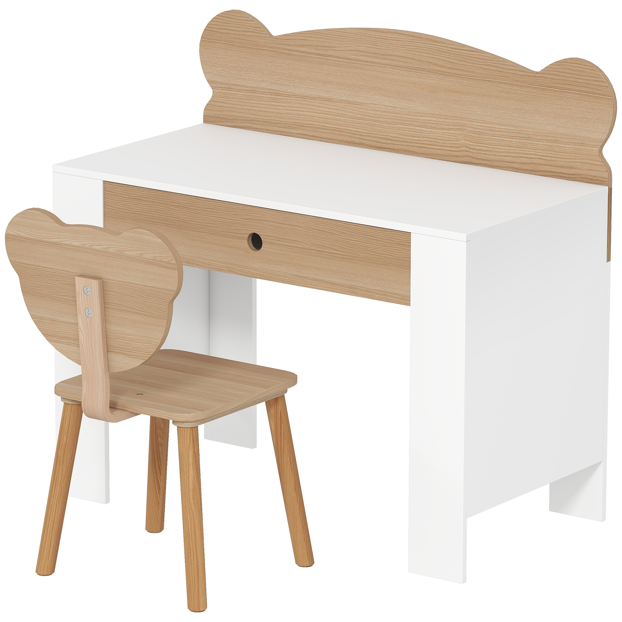 AIYAPLAY Ensemble bureau et en bois, MDF blanc incl. avec garde-corps Aosom France