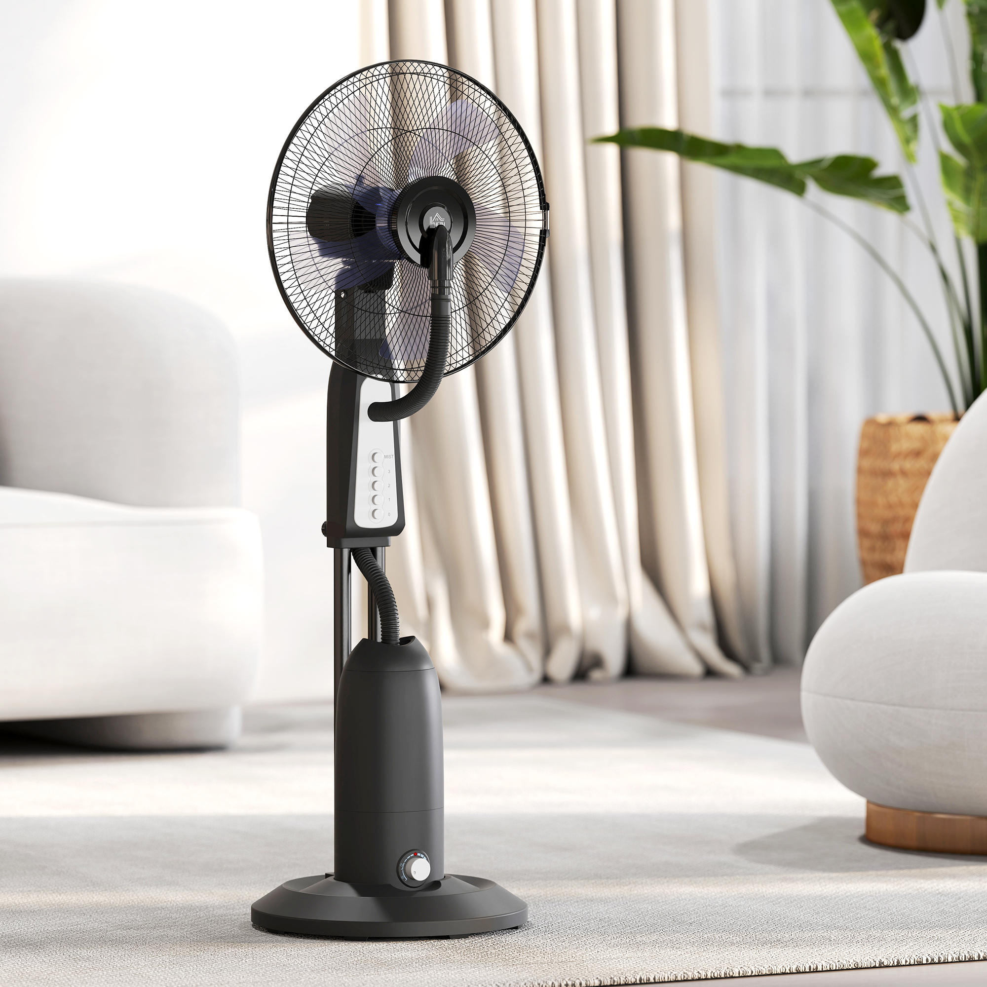  Ventilator cu cu Pulverizare de Apa Reglabil, 3 Viteze si Oscilatie 75° Negru [7]