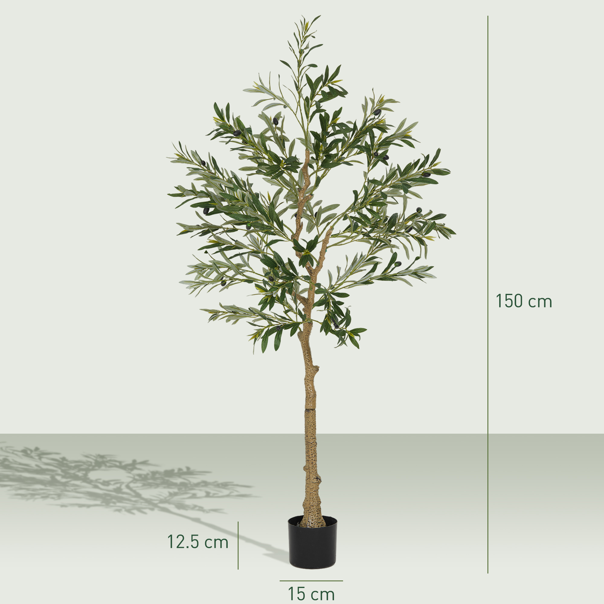  Planta Artificiala Maslin 150 cm cu 720 Frunze, 32 Masline si Ghiveci [2]