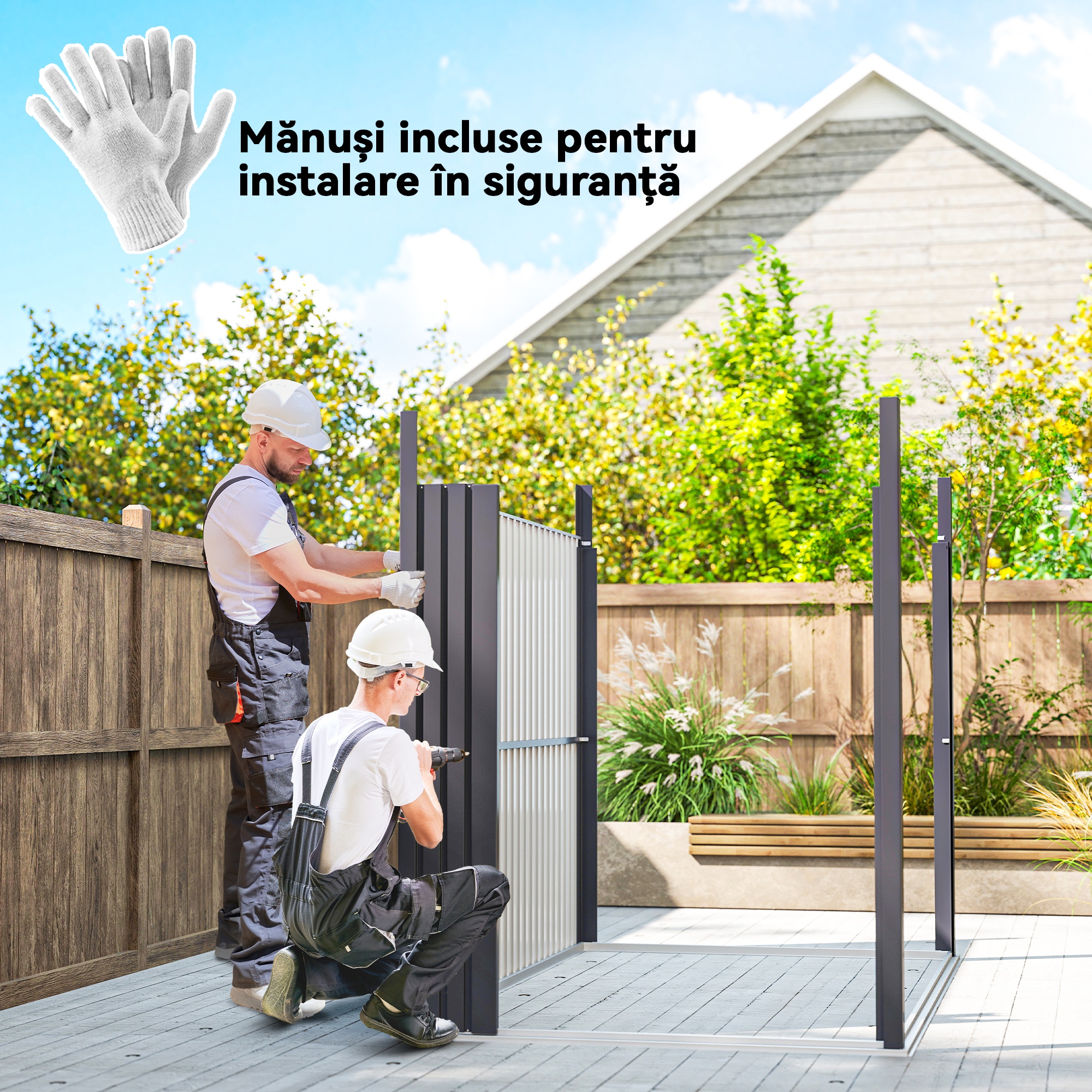  Magazie de Gradina cu Luminator Superior din Acril si Orificii de Drenaj, 162x259x201 cm, Gri inchis [7]