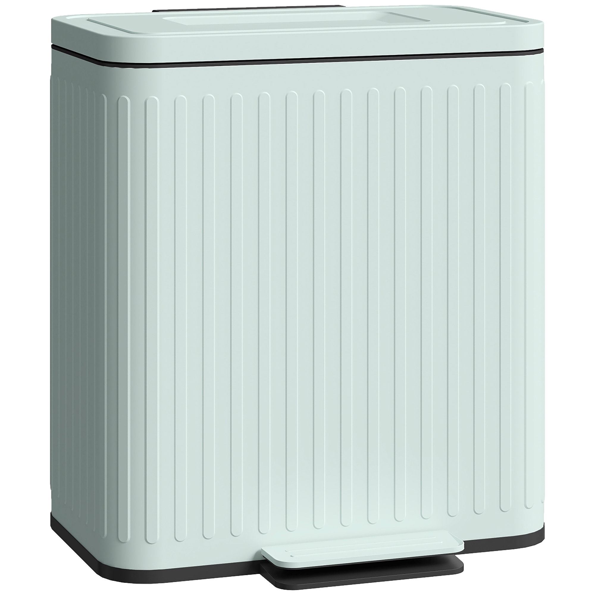 HOMCOM Dual Kitchen Bin, 2 x 20L Double Bin for Recycling and Waste, Fingerprint-proof Pedal Bin with Soft-Close Lid, Removable Inner Buckets, Green