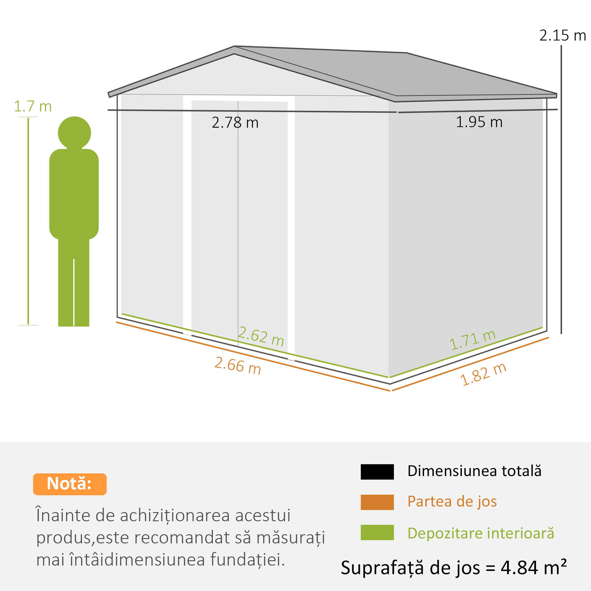  Casuta de Gradina din Otel cu Efect de Lemn si Usi Duble Glisante, 278x195x215 cm, Maro [2]