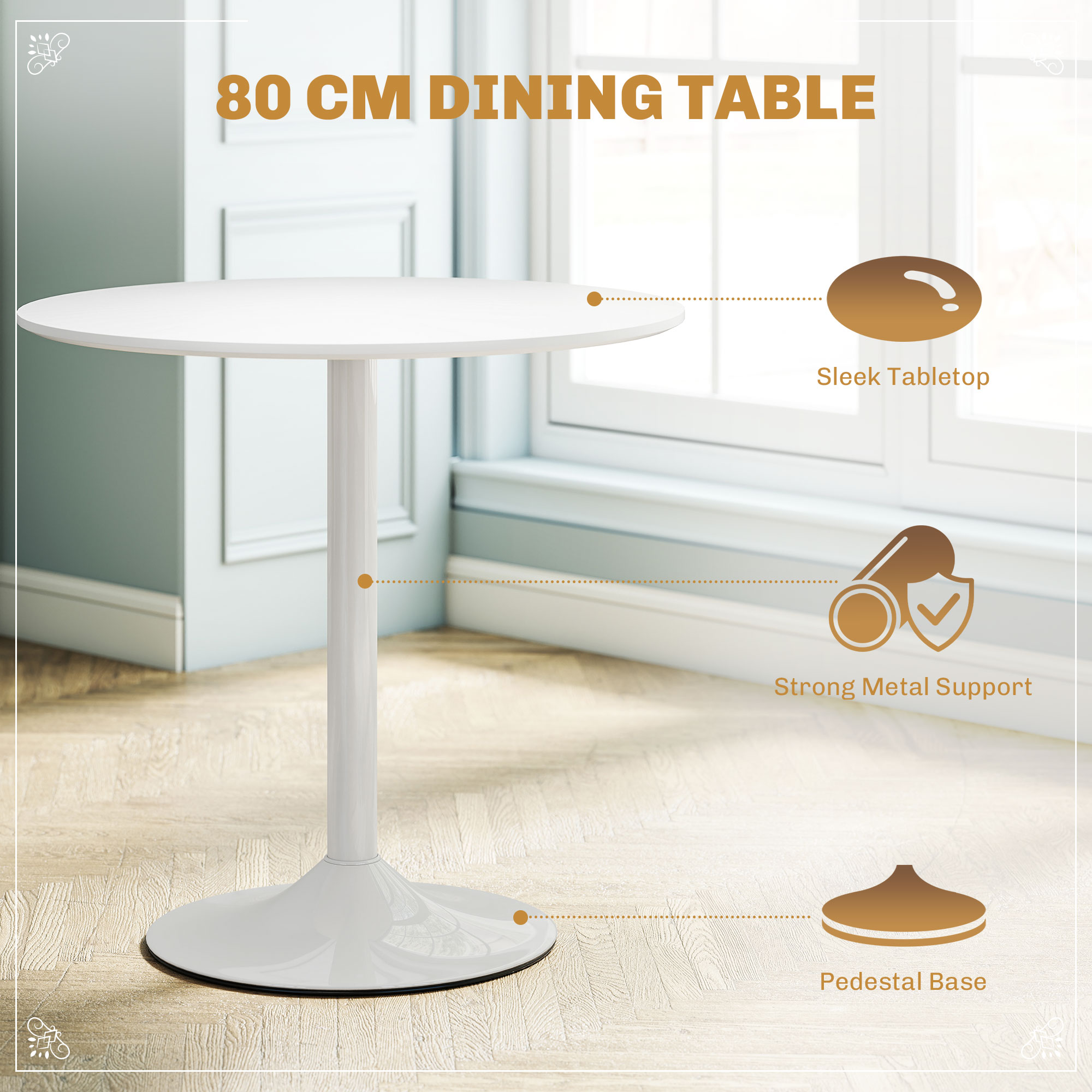HOMCOM Five-Piece Modern Dining Set White 6