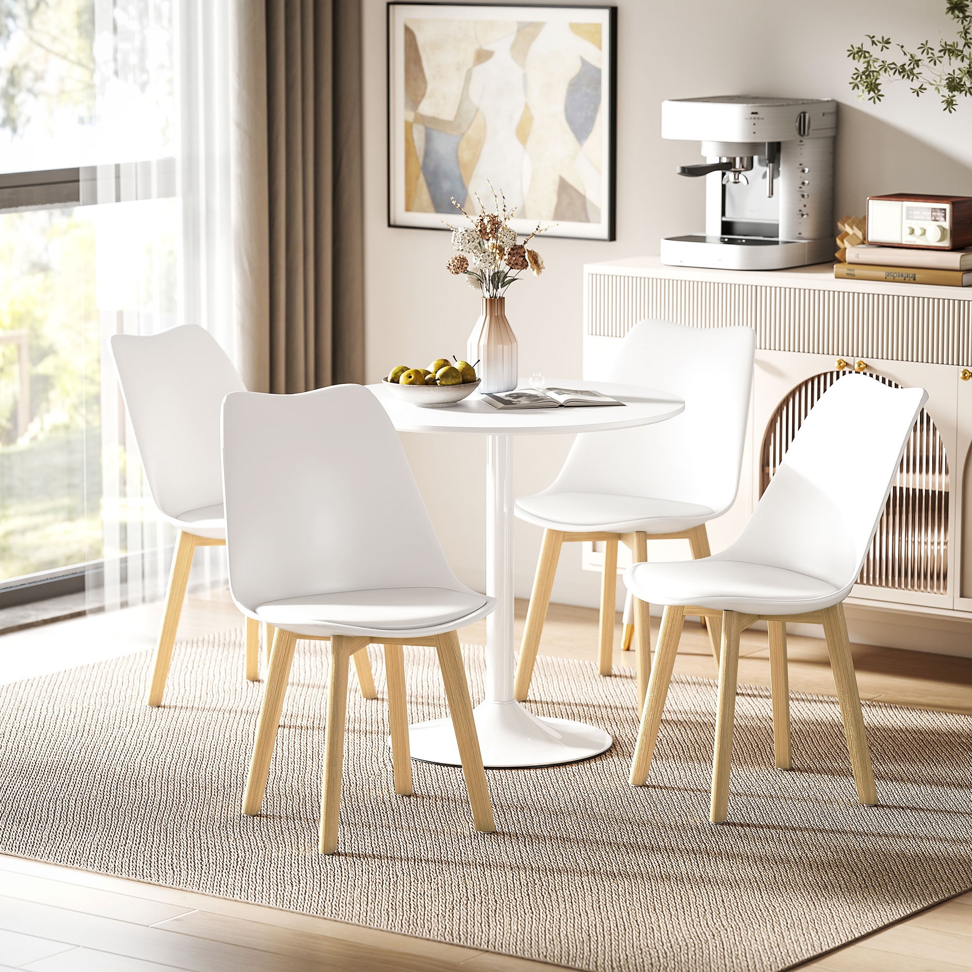 HOMCOM Five-Piece Modern Dining Set White 2