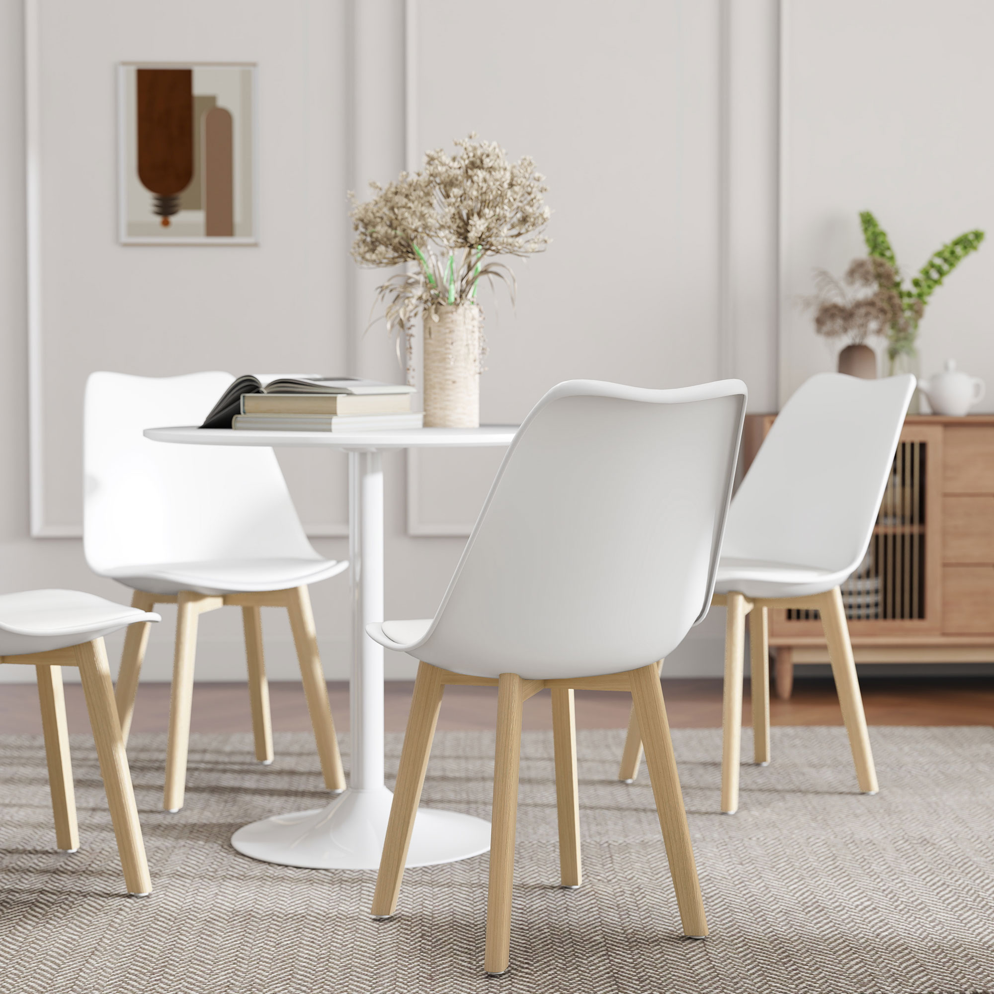 HOMCOM Five-Piece Modern Dining Set White 9