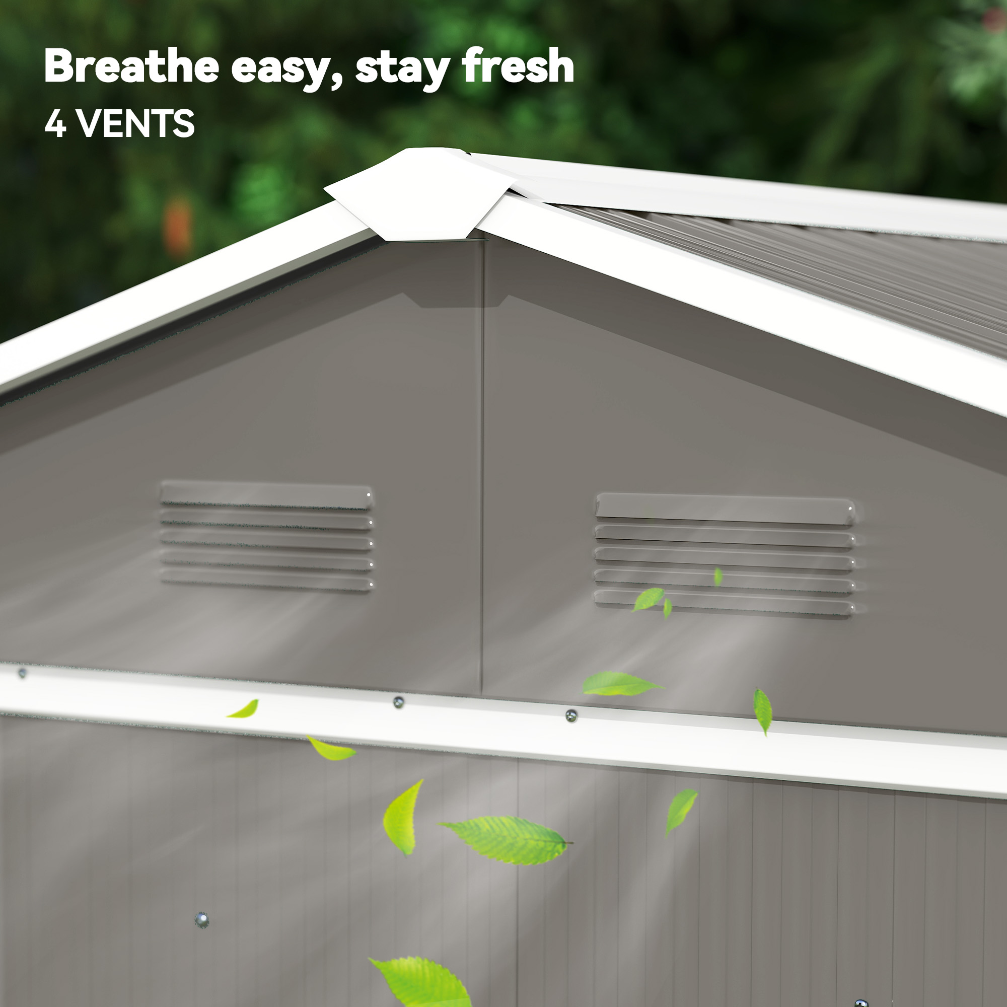 Outsunny 6.5ft x 3.5ft Metal Garden Storage Shed for Outdoor Tool Storage with Double Sliding Doors and 4 Vents, Grey 7