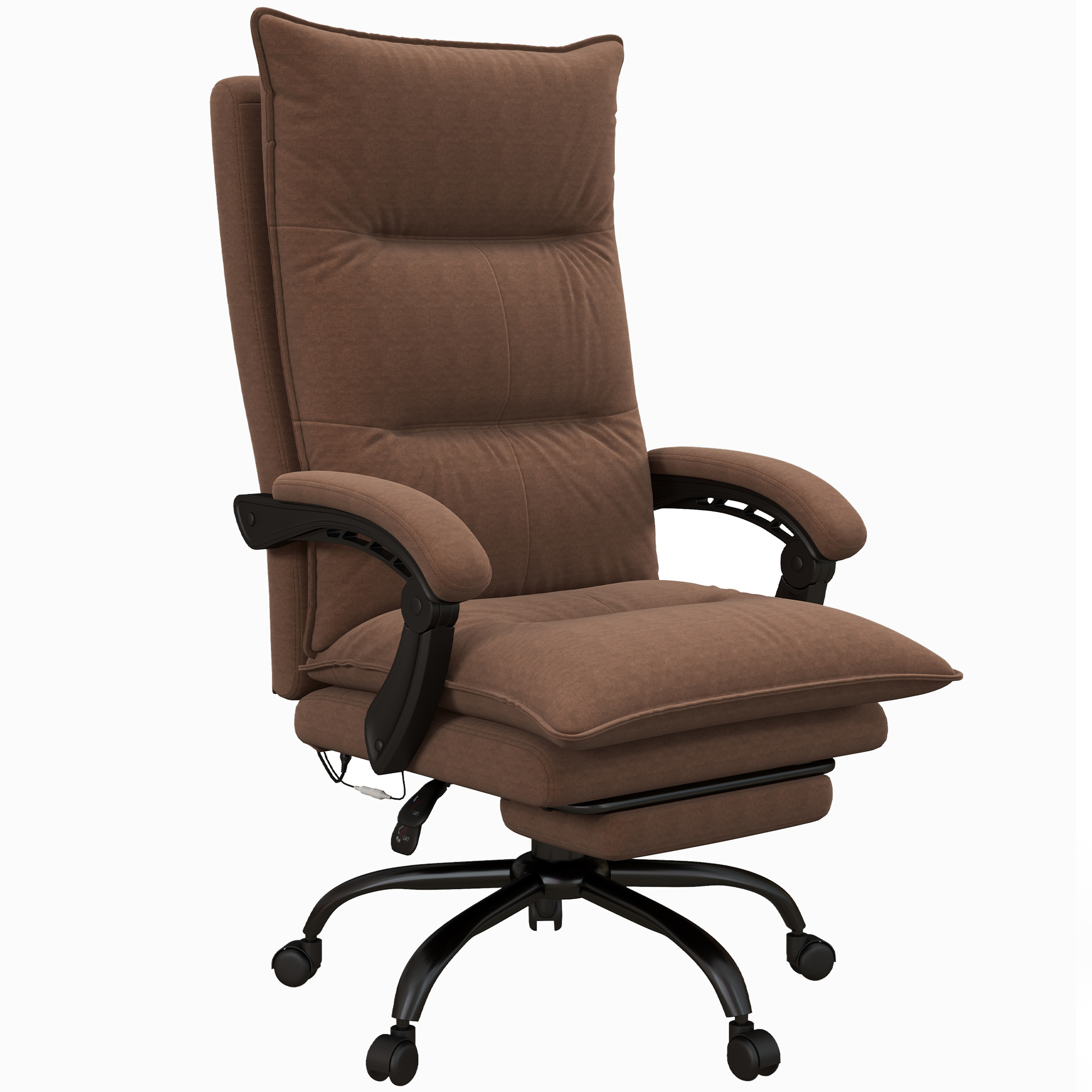 Fauteuil De Bureau Massant Et Chauffant Vinsetto | Dossier Ergonomique Haut, Réglable En Hauteur | 2 Moteurs De Vibration, 8 Modes | Charge Max 180 Kg - Noir