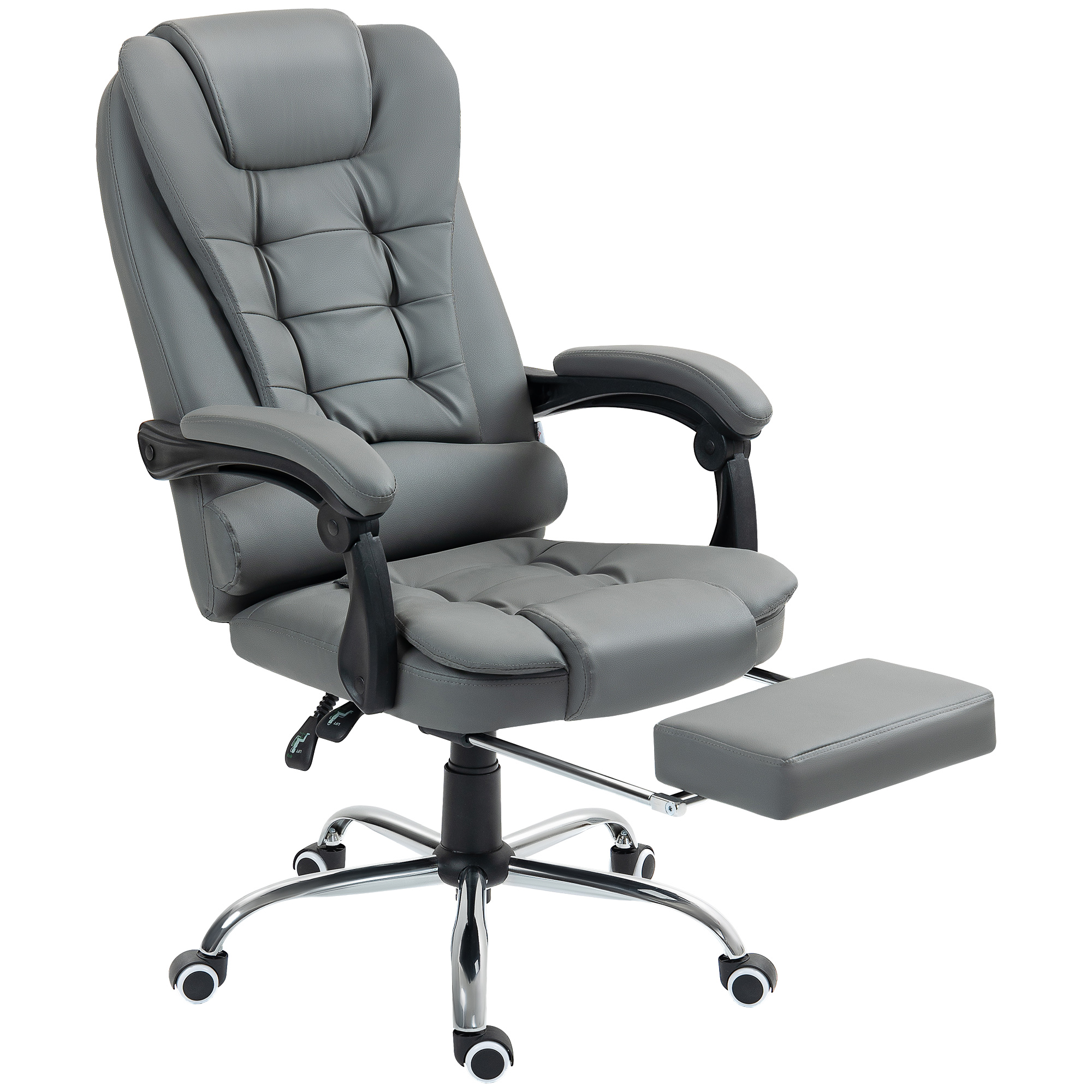 Fauteuil de bureau fauteuil manager grand confort dossier inclinable roulettes PU gris