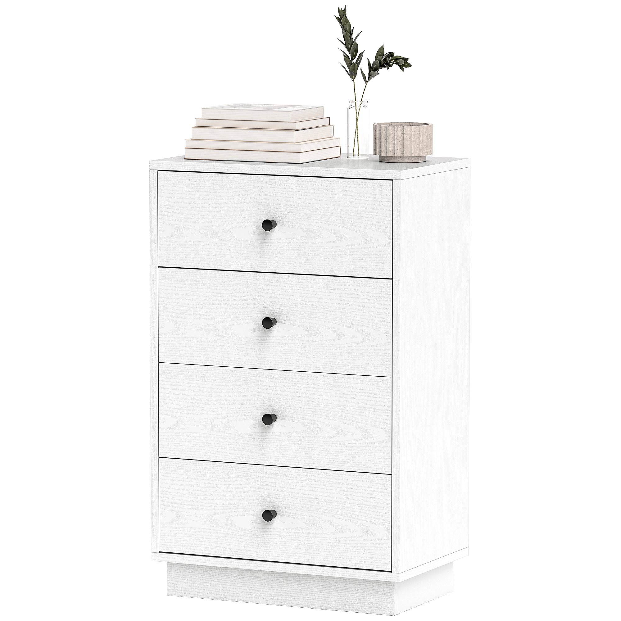 HOMCOM Kommode 4 Schubladen Schlafzimmermöbel Aufbewahrungsmöbel im modernen Stil mit Griffen, für Schlafzimmer, Wohnzimmer - 47 x 29 x 75 cm, weiß Aosom