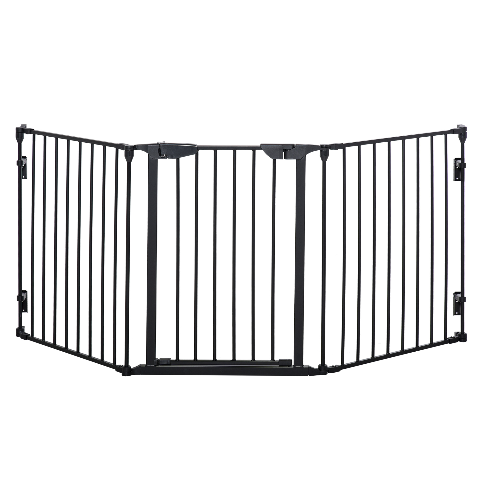PawHut Hundegitter aus Metall, Verstellbar und Klappbar, Sicherheitsbarriere mit automatischem Verschluss und Verriegelungssystem, 180x74,5 cm, Schwarz   Aosom – PawHut