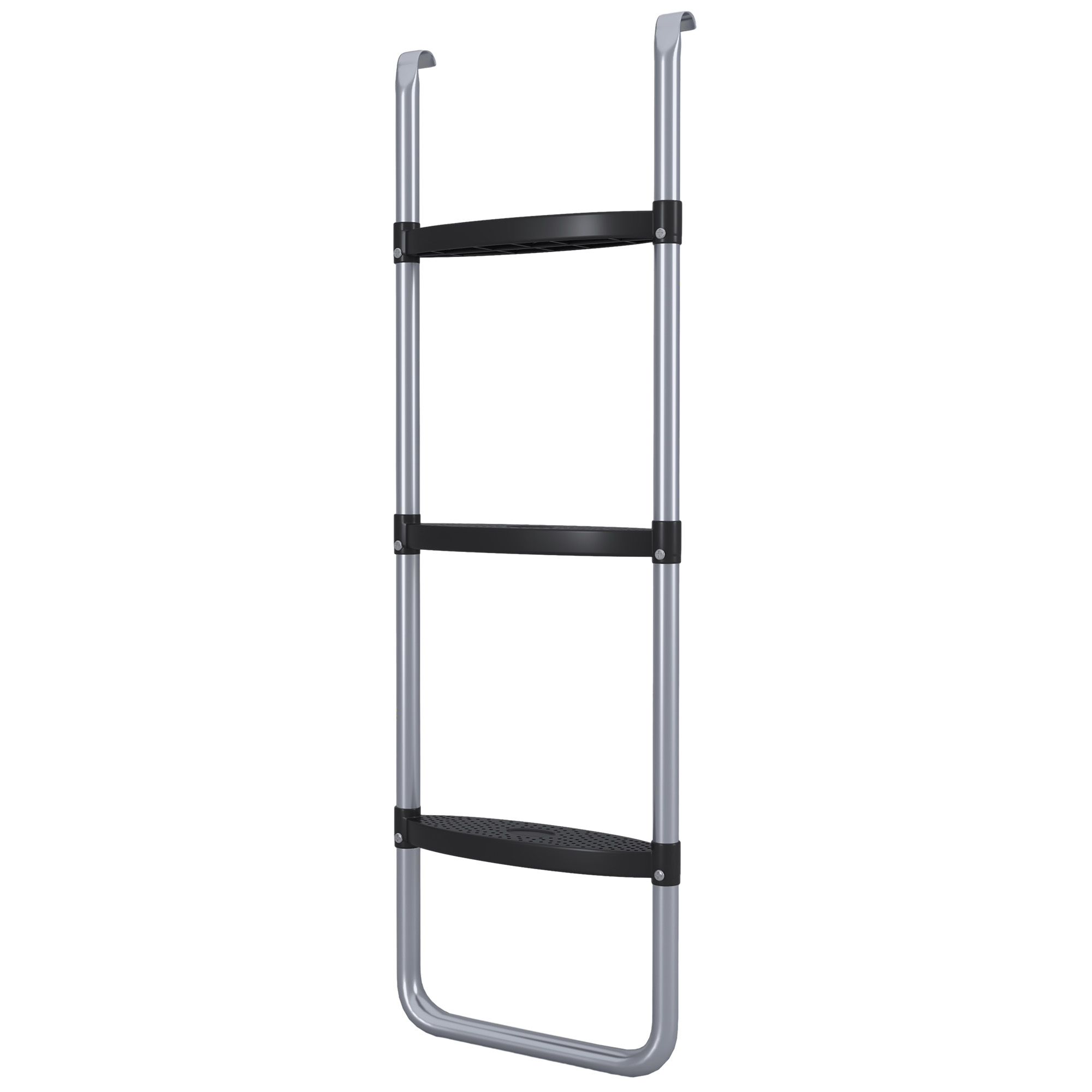 SPORTNOW Trampolinleiter mit 3 oder 2 Stufen, breite horizontale Trittstufen, Universalhaken, 120 kg Tragfähigkeit, 97 x 32 cm Silber Aosom
