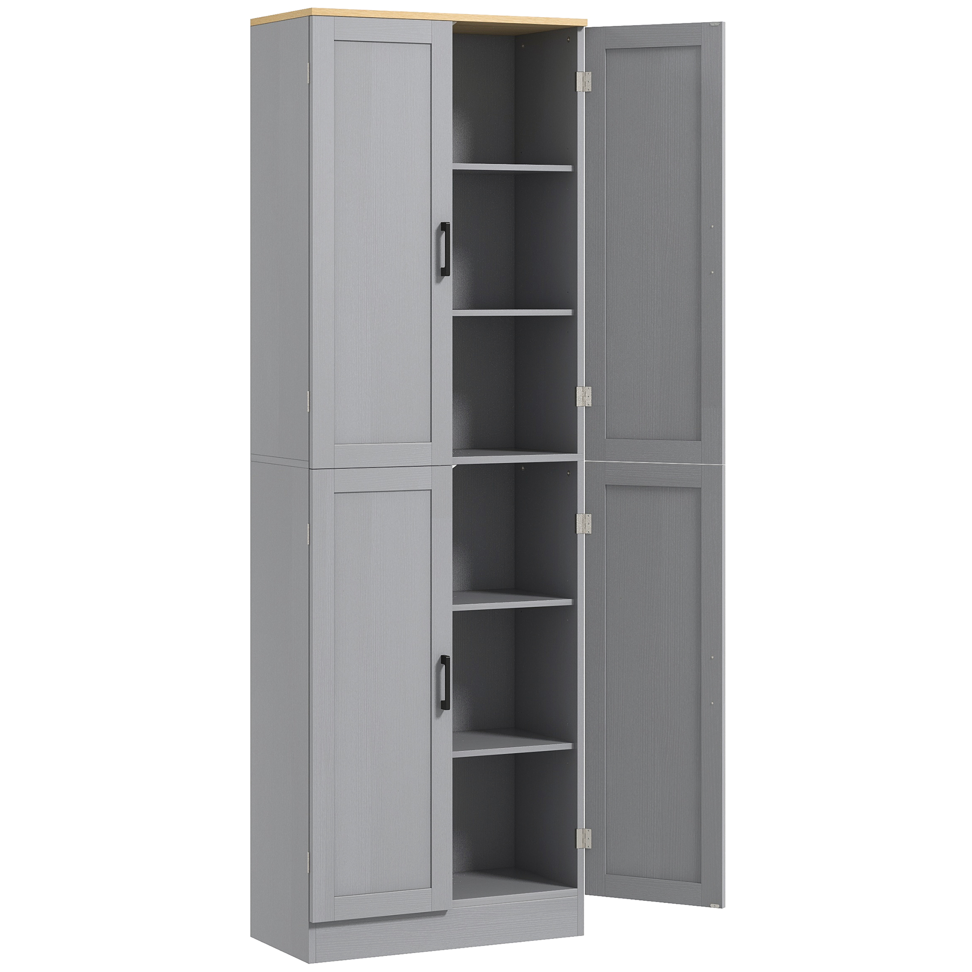 HOMCOM Alacena de Cocina Armario de Almacenaje Multifuncional con 4 Puertas y Estantes Ajustables 60x30x171 cm Gris