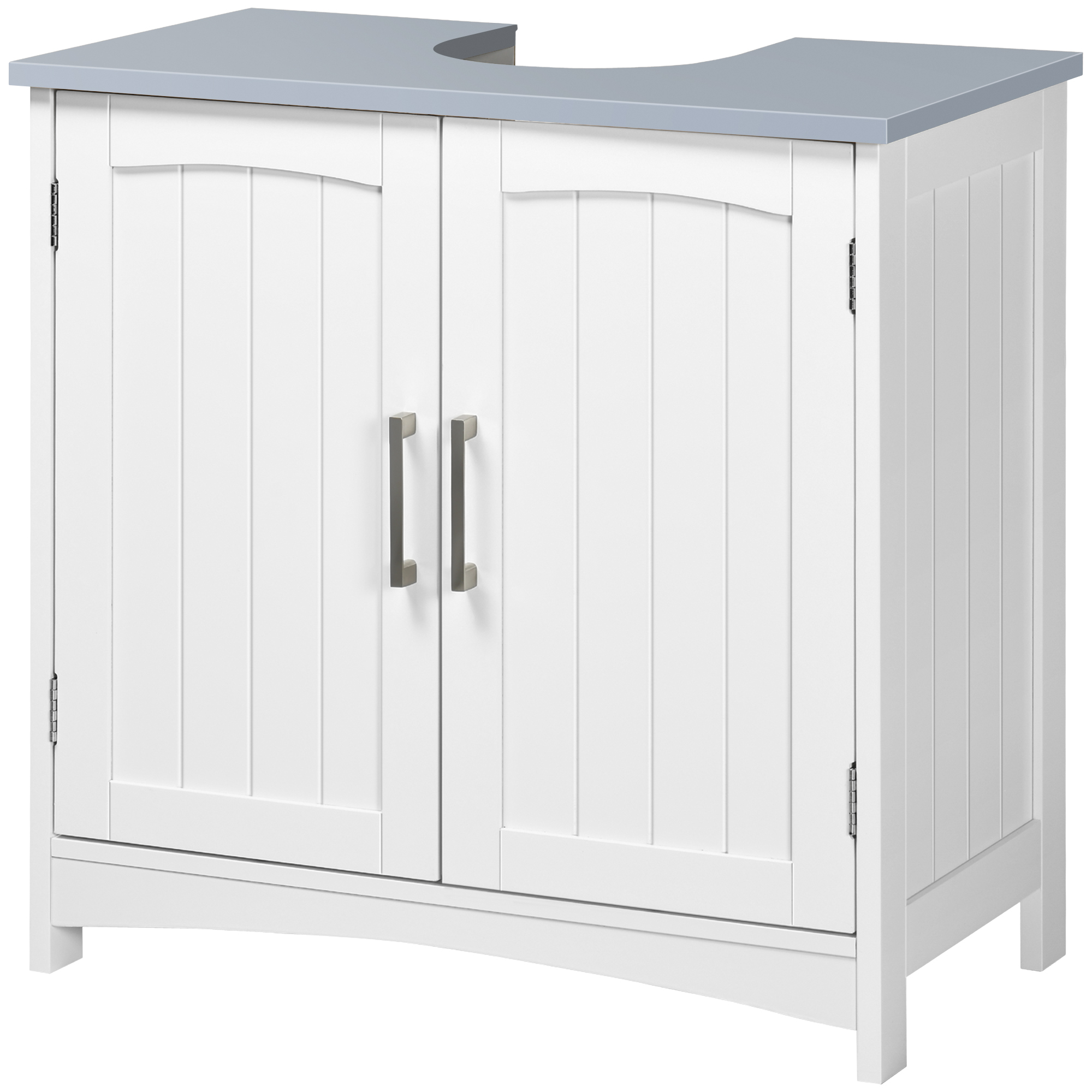 kleankin Meuble salle de bain sous lavabo à double portes avec étagères réglables, blanc