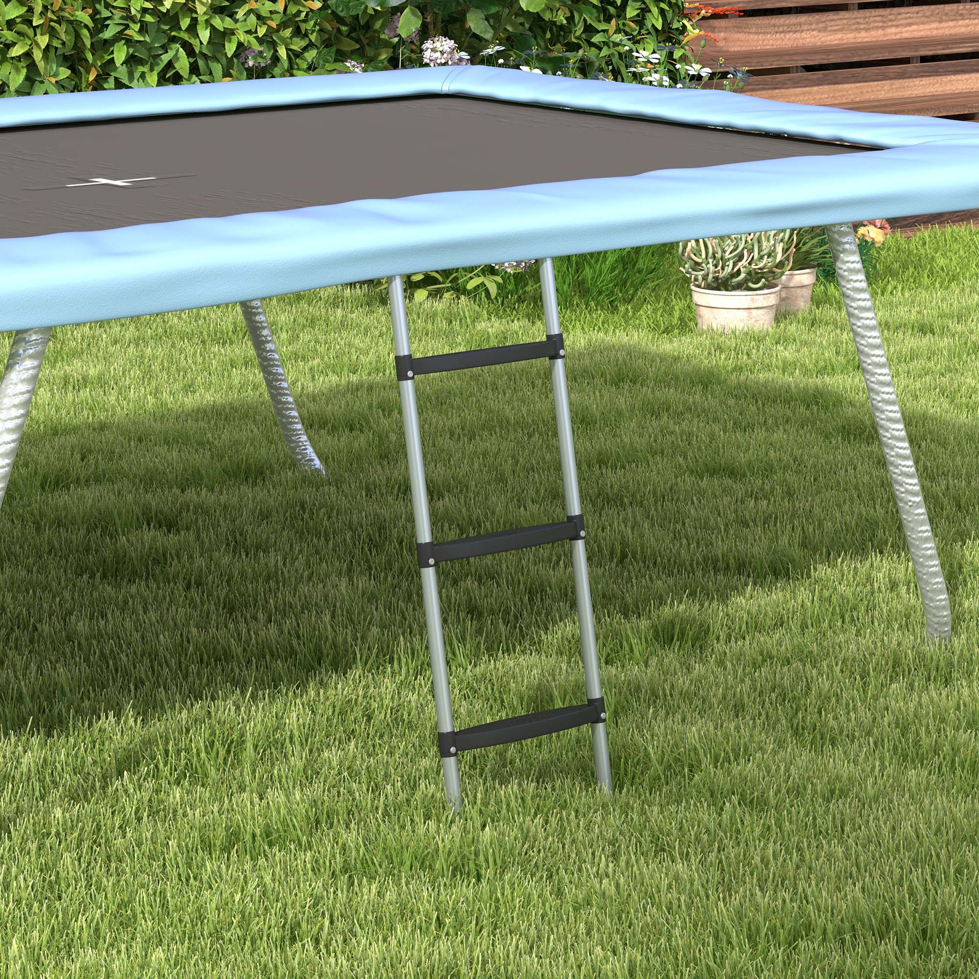 SPORTNOW Trampolinleiter mit 3 oder 2 Stufen, breite horizontale Trittstufen, Universalhaken, 120 kg Tragfähigkeit, 97 x 32 cm Silber   Aosom