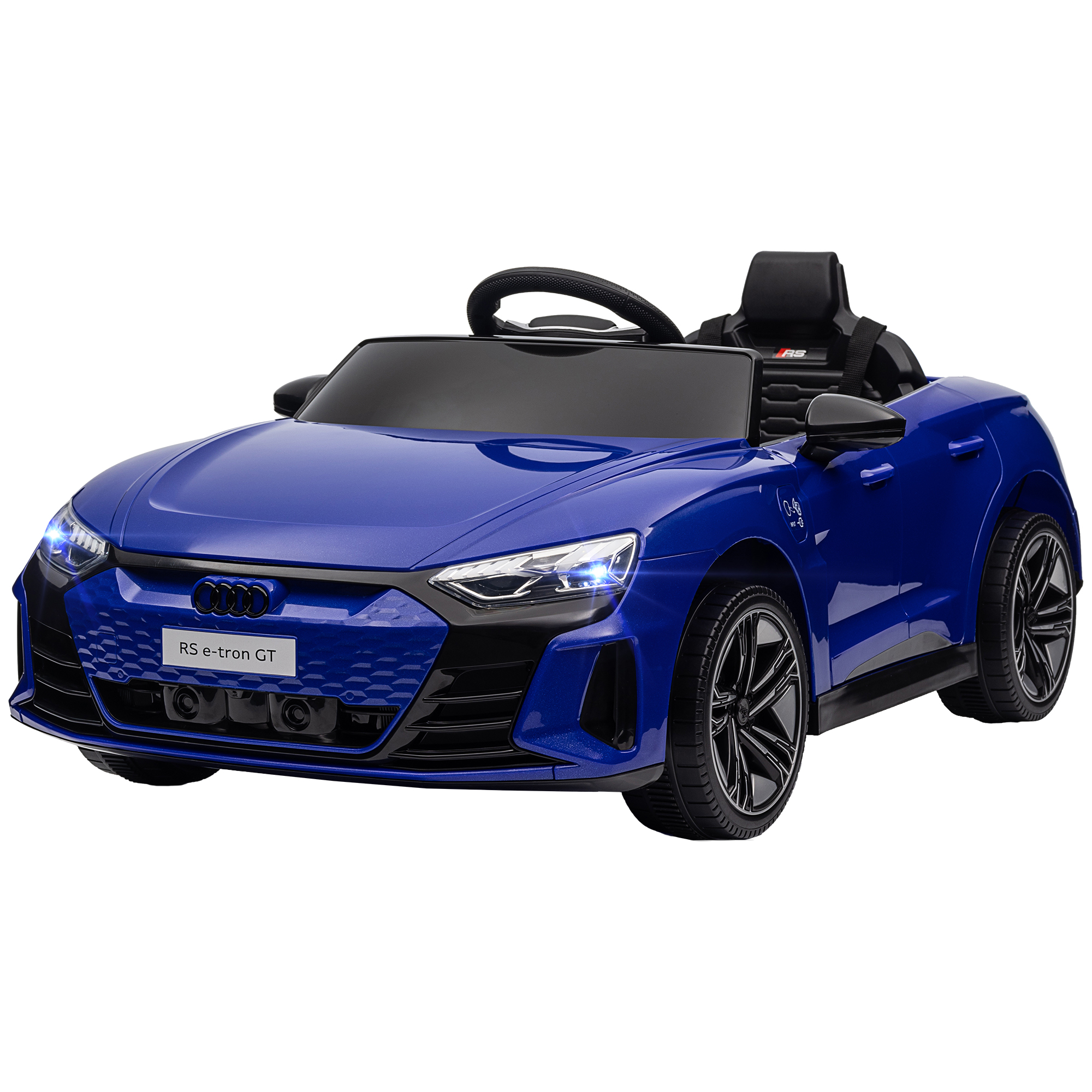 HOMCOM Elektrisches Kinderfahrzeug 12 V - mit Fernbedienung der Eltern - V. Max. 5 km/h - Soundeffekte, Lichteffekte - Audi RS E-tron GT Dunkelblau Aosom