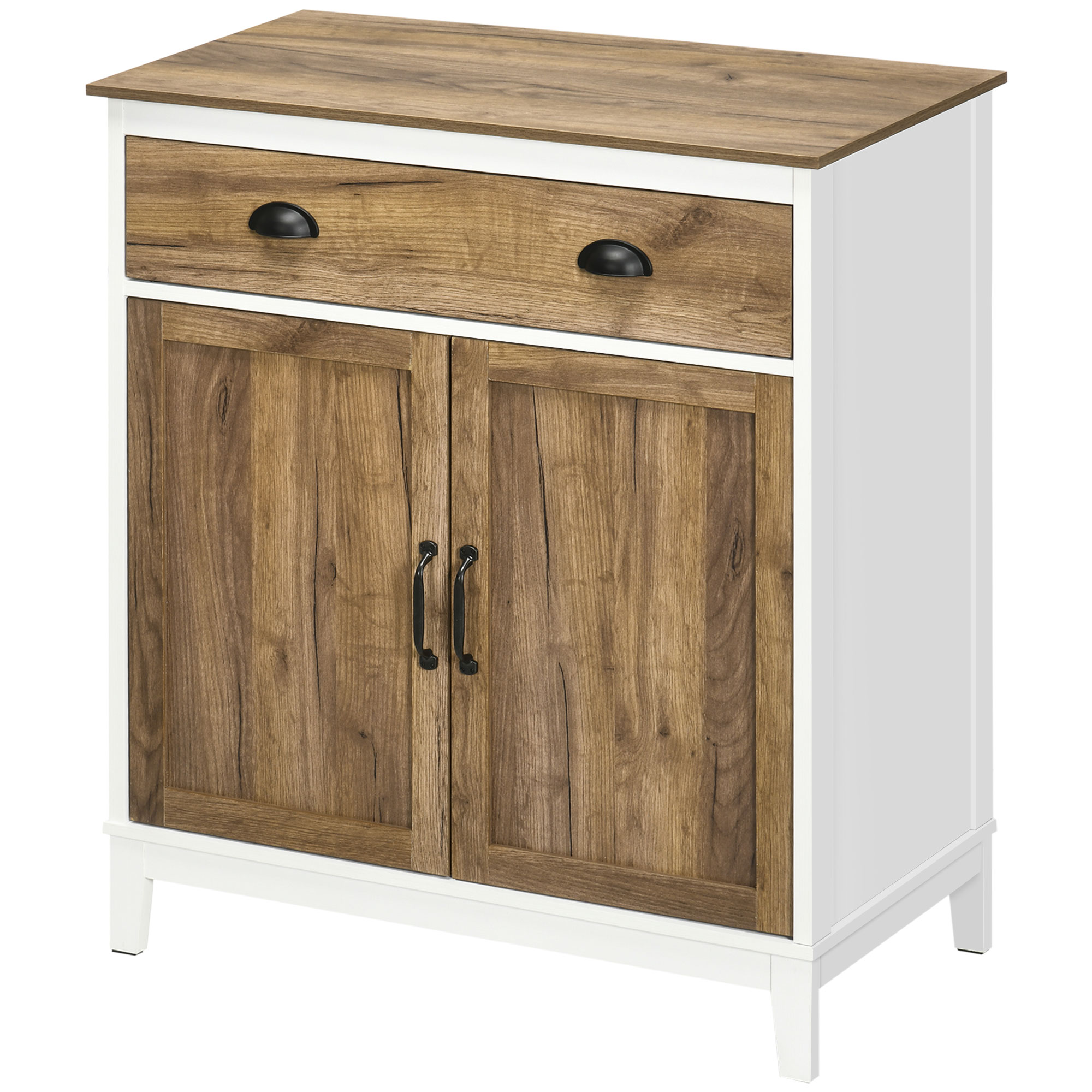 HOMCOM Mobile Multiuso in Truciolato mit Schrank und Schublade im rustikalen Stil, 78,5x39x89,4cm, Weiß Aosom