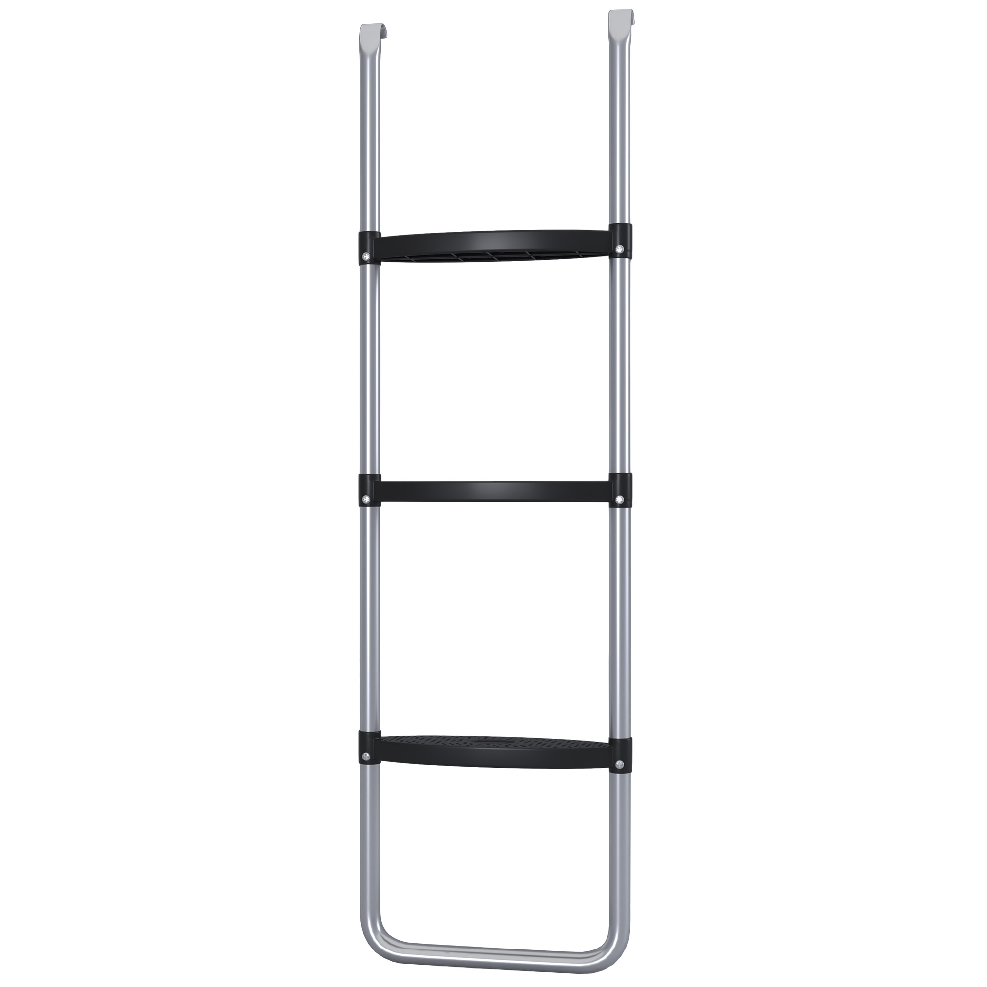 SPORTNOW Trampolinleiter mit 3 oder 2 Stufen horizontale breite Tritte, universeller Haken, Tragfähigkeit 120 kg, 110 x 32 cm Silber Aosom