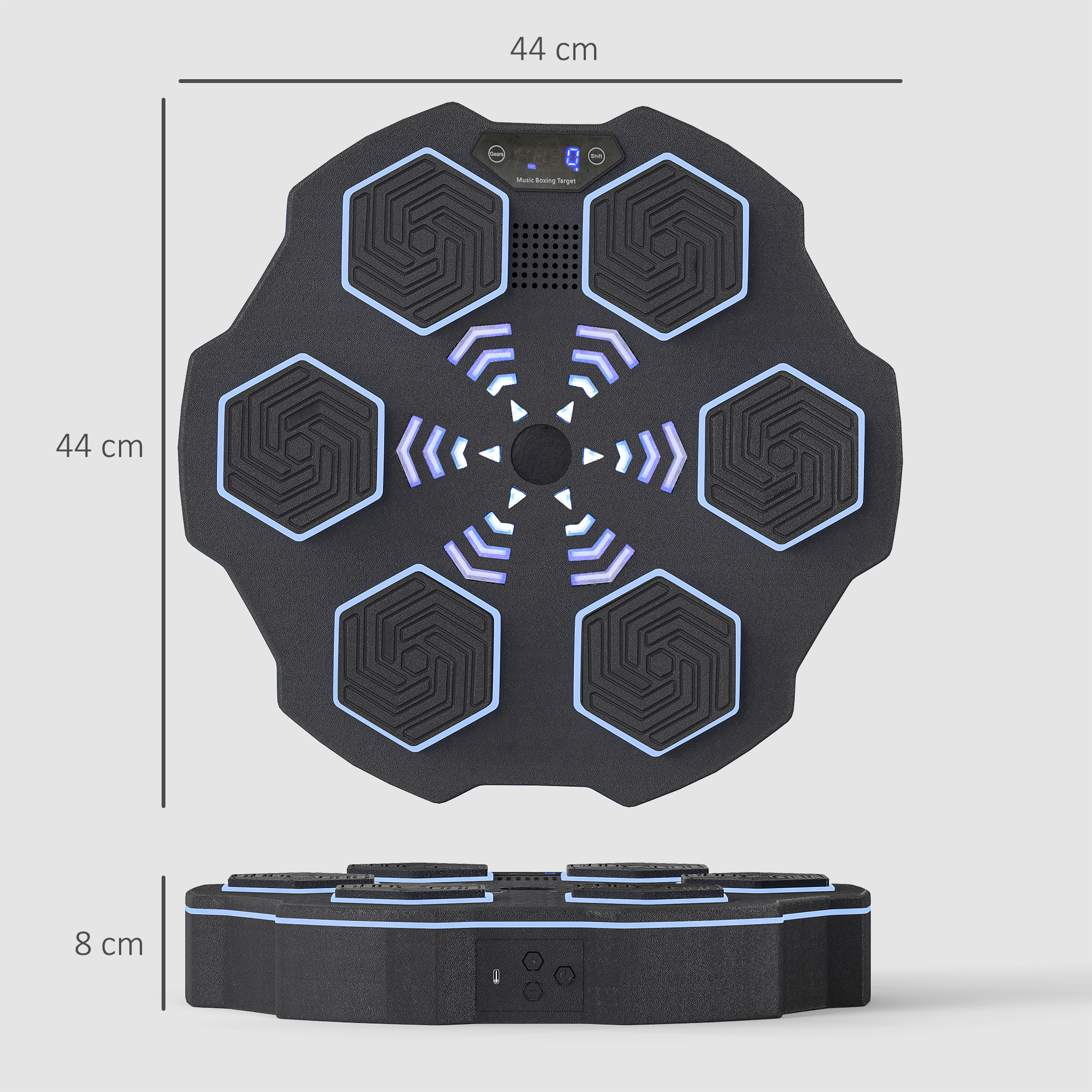 AHWOiHS Muziekboksmachine voor volwassenen, muziek-boksmachine met bokshandschoenen, LED-licht, bokswand met muziek, boksmachine met bokshandschoen - Bluetooth muziek met 9 instelbare opties voor