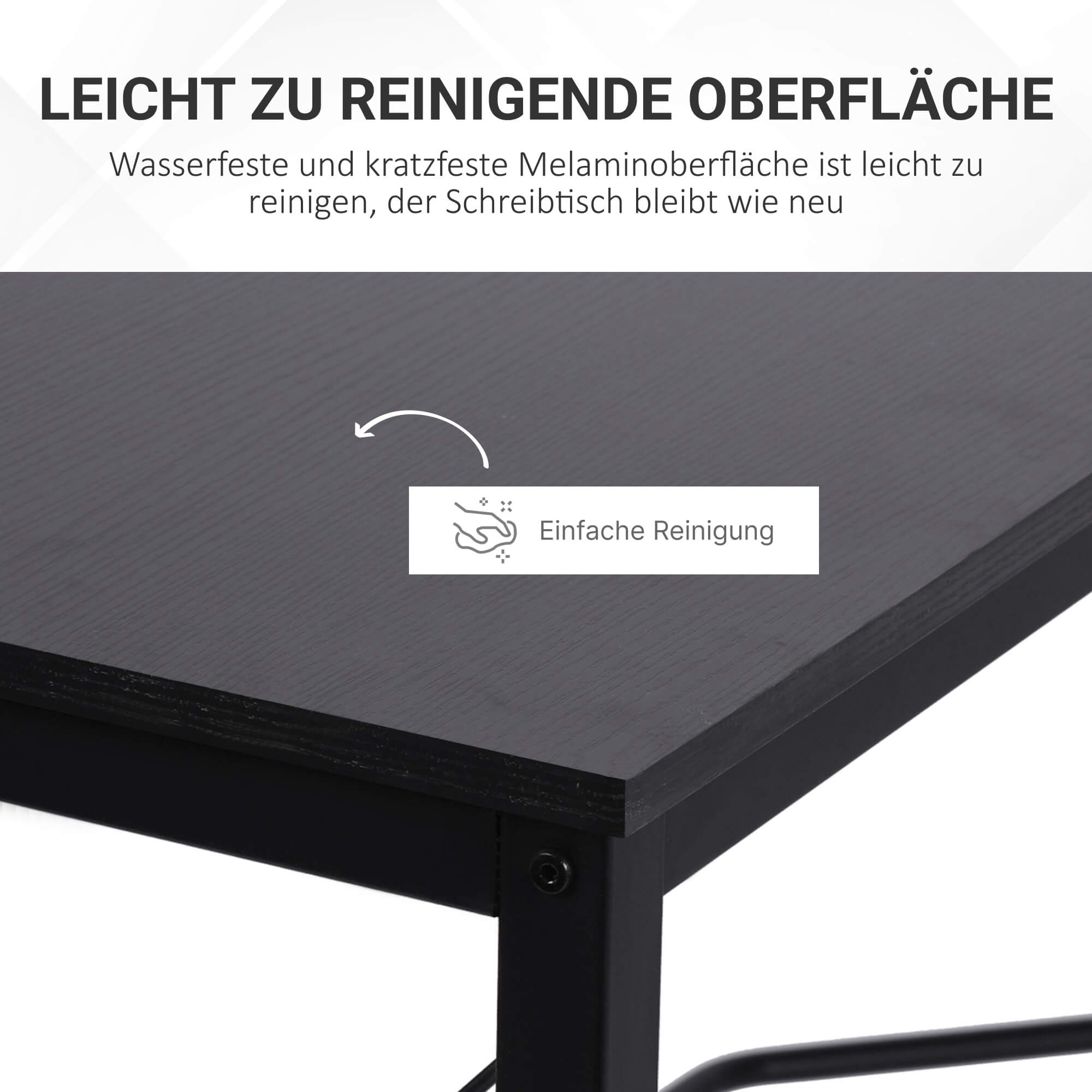 Arvutilaud, L-kujuline nurgalaud, nurga all olev laud, MDF, must, 150 x 150 x 76 cm