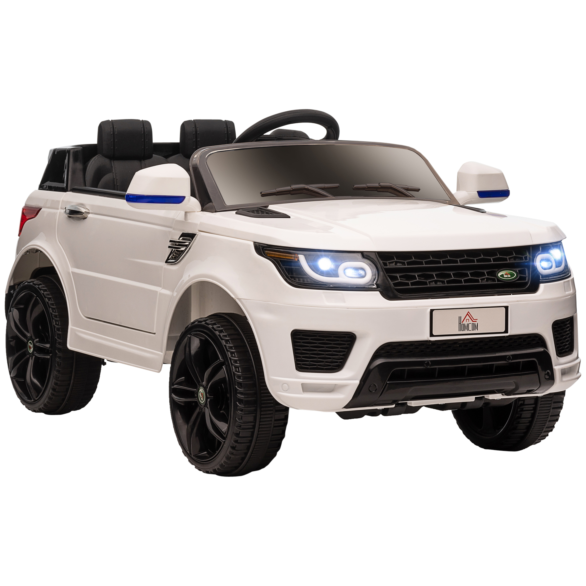 HOMCOM Coche Eléctrico Infantil para 3-6 Años con Control Remoto con 2 Motores Mando a Distancia 110x68x52 cm Batería 12V Blanco   Aosom España
