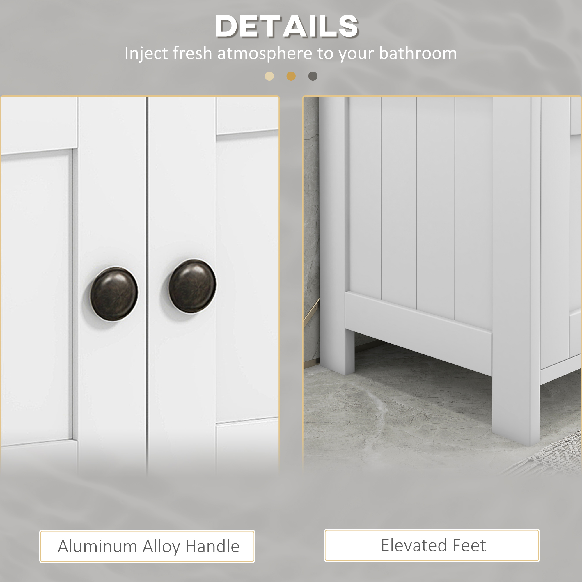 kleankin Pedestal Under Sink Cabinet with Double Doors, Modern Bathroom Vanity Storage Unit with Shelves, White 6