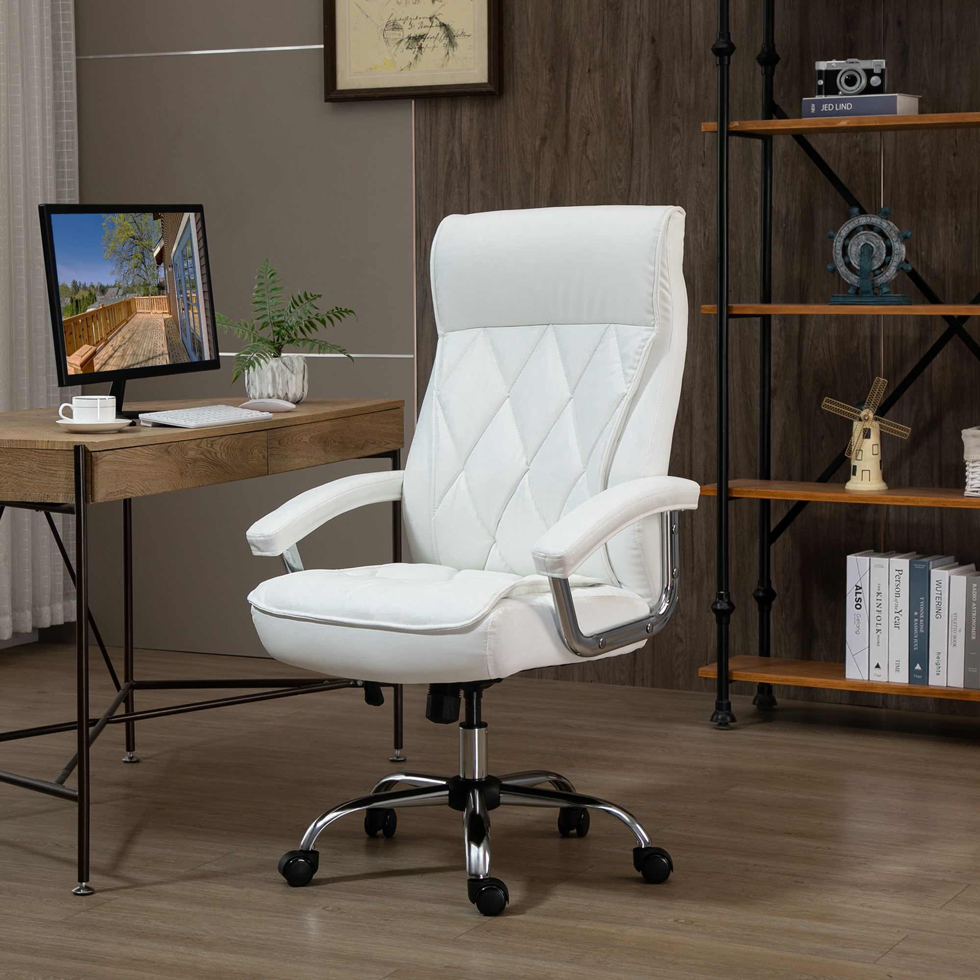 Vinsetto ergonomische Bureaustoel, met wipfunctie, hoogte verstelbaar, Comfortabel, 360 ° zwenkwielen, tot 120 kg, 66x68x113-123 cm, zwart | Aosom.nl