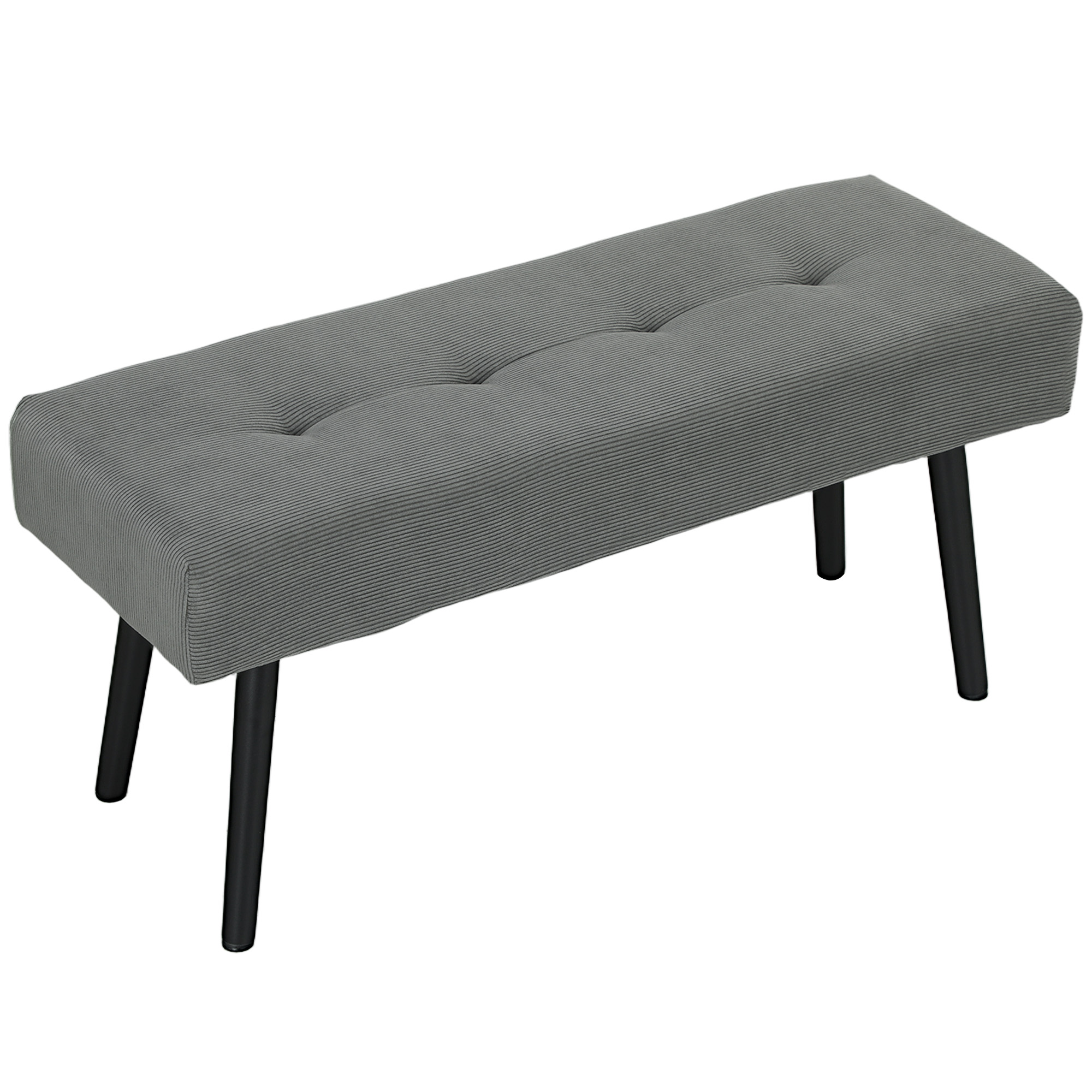 HOMCOM Banc banquette bout de lit rembourré en velours côtelé et pieds en acier noir charge 220 Kg 100 x 36 x 45 cm gris