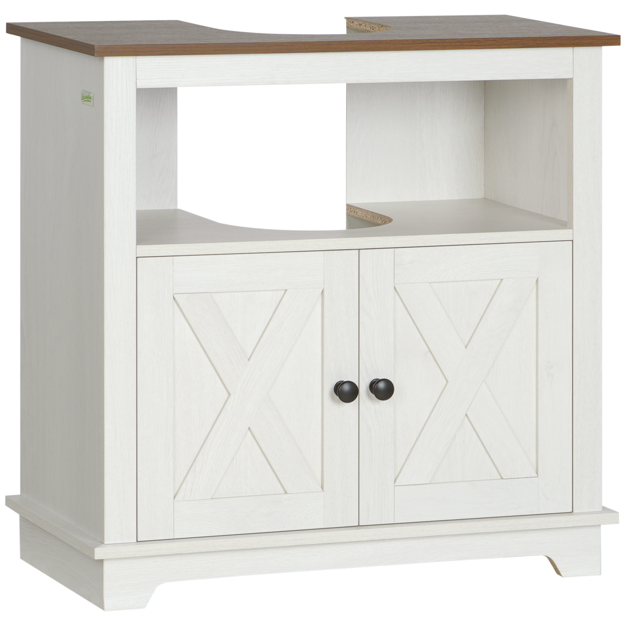 kleankin Meuble sous lavabo salle de bain meuble sous vasque - niche et placard à portes doubles, 60 x 30 x 60 cm, blanc kleankin Meuble sous lavabo salle de bain meuble sous vasque - niche et placard à portes doubles, 60 x 30 x 60 cm, blanc