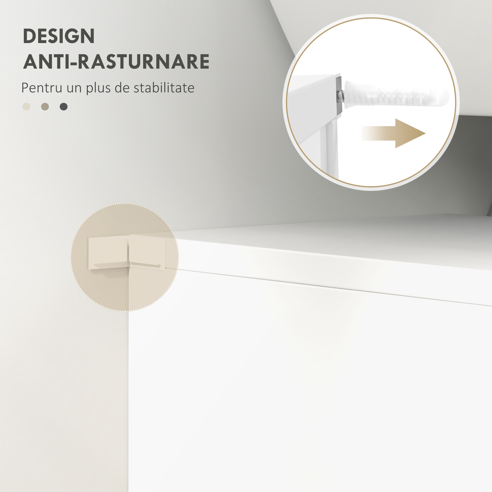  Mobilier subchiuveta pentru Baie cu 2 Usi, Dulapior cu Economisire de spatiu pentru Chiuveta din Lemn cu Polita Reglabila, Alb [5]