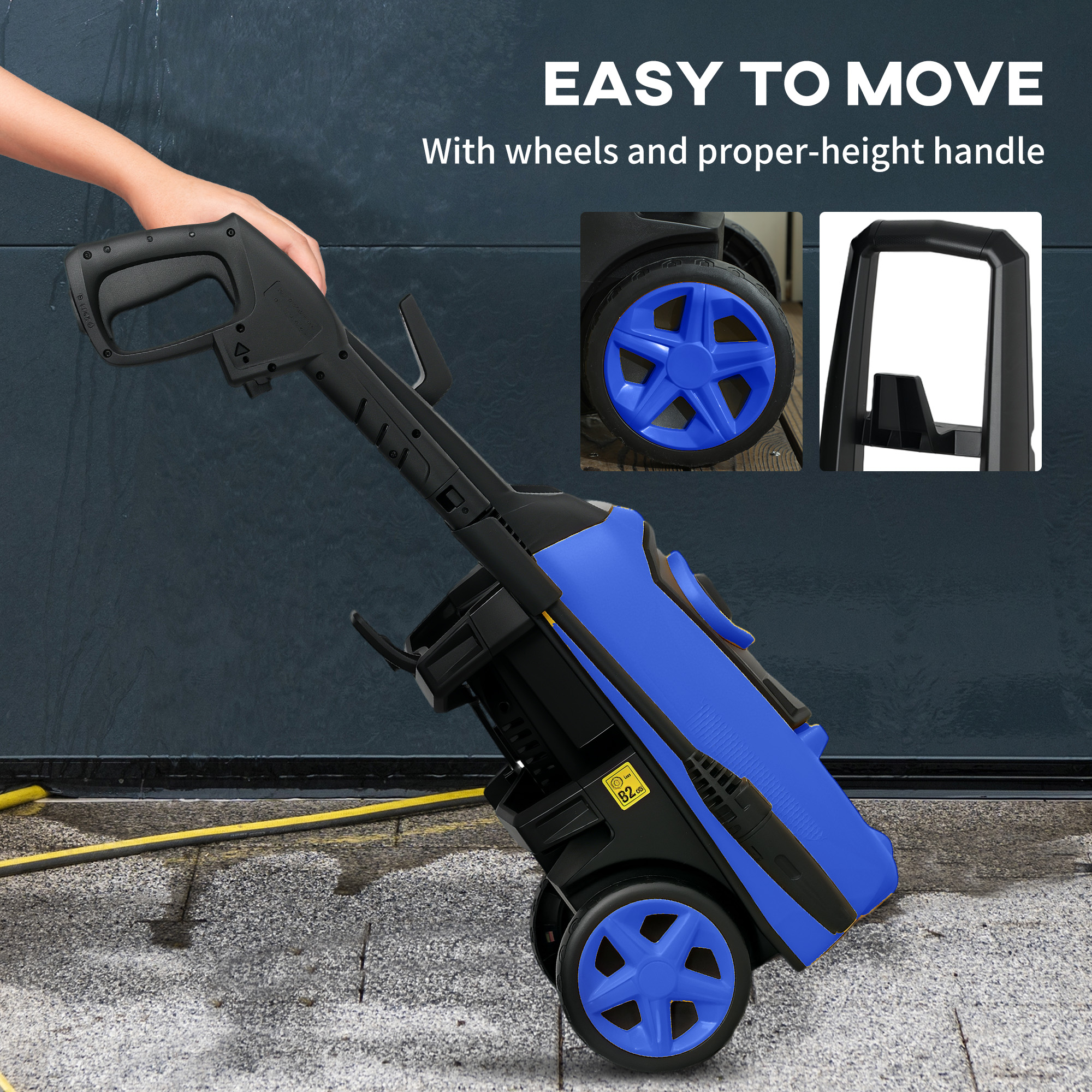 DURHAND High Pressure Washer, 150 Bar Pressure, 510 L/h Flow, 1800W, High-Performance Portable Power Jet Wash Cleaner, Blue 8