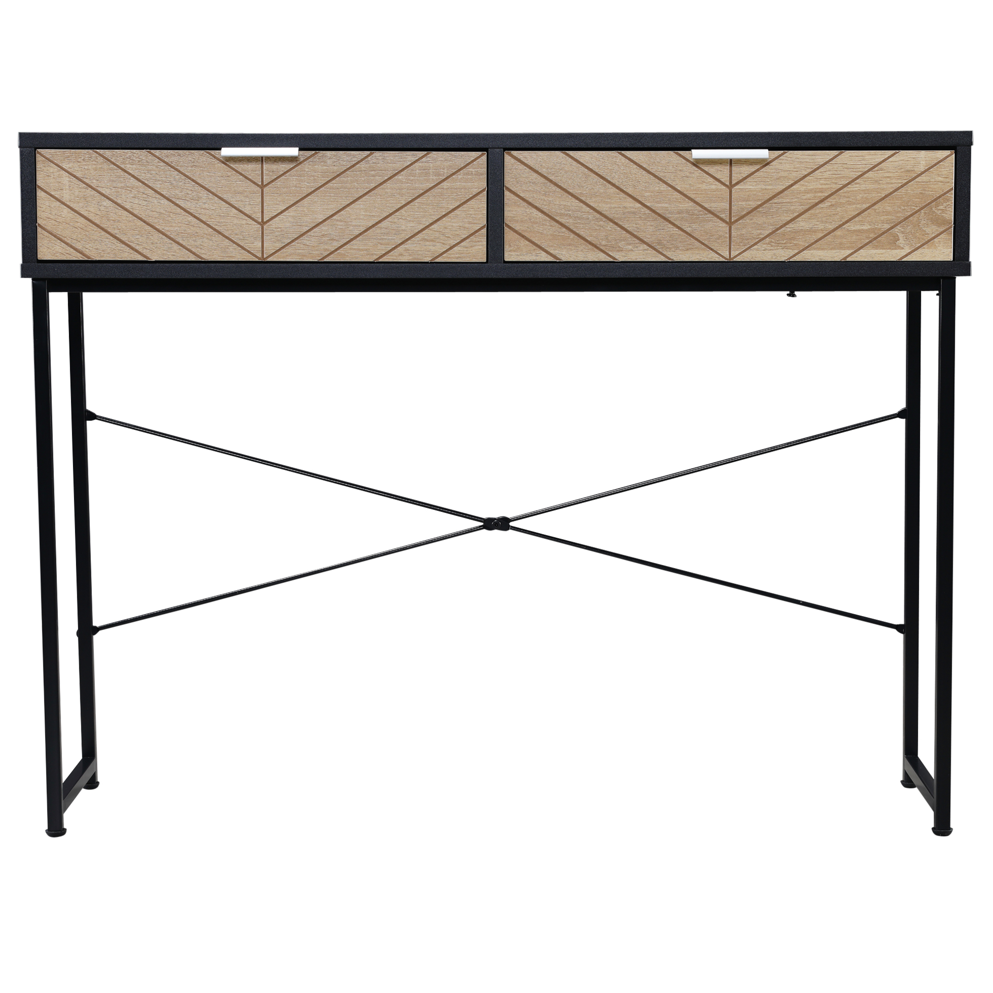HOMCOM Mesa de Consola 100x30x75 cm Mesa de Entrada con 2 Cajones de Almacenamiento y Marco de Metal Mueble Recibidor para Pasillo Salón Blanco