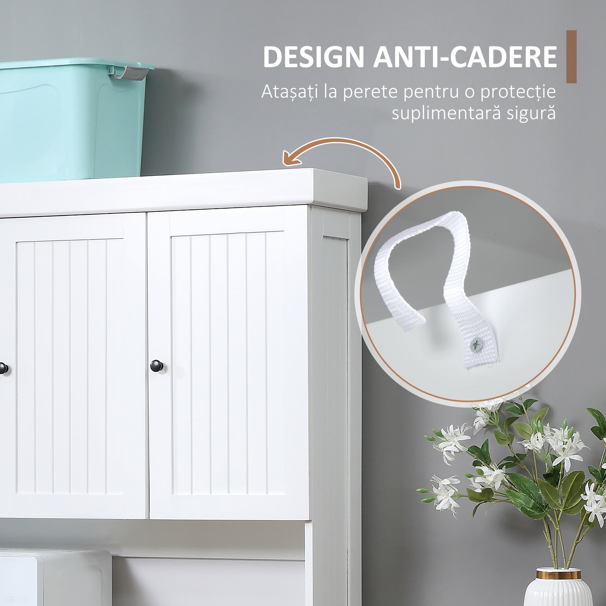  Bufet de Bucatarie, spatii de depozitare multiple, blat pentru cuptor si design modern, Alb [4]