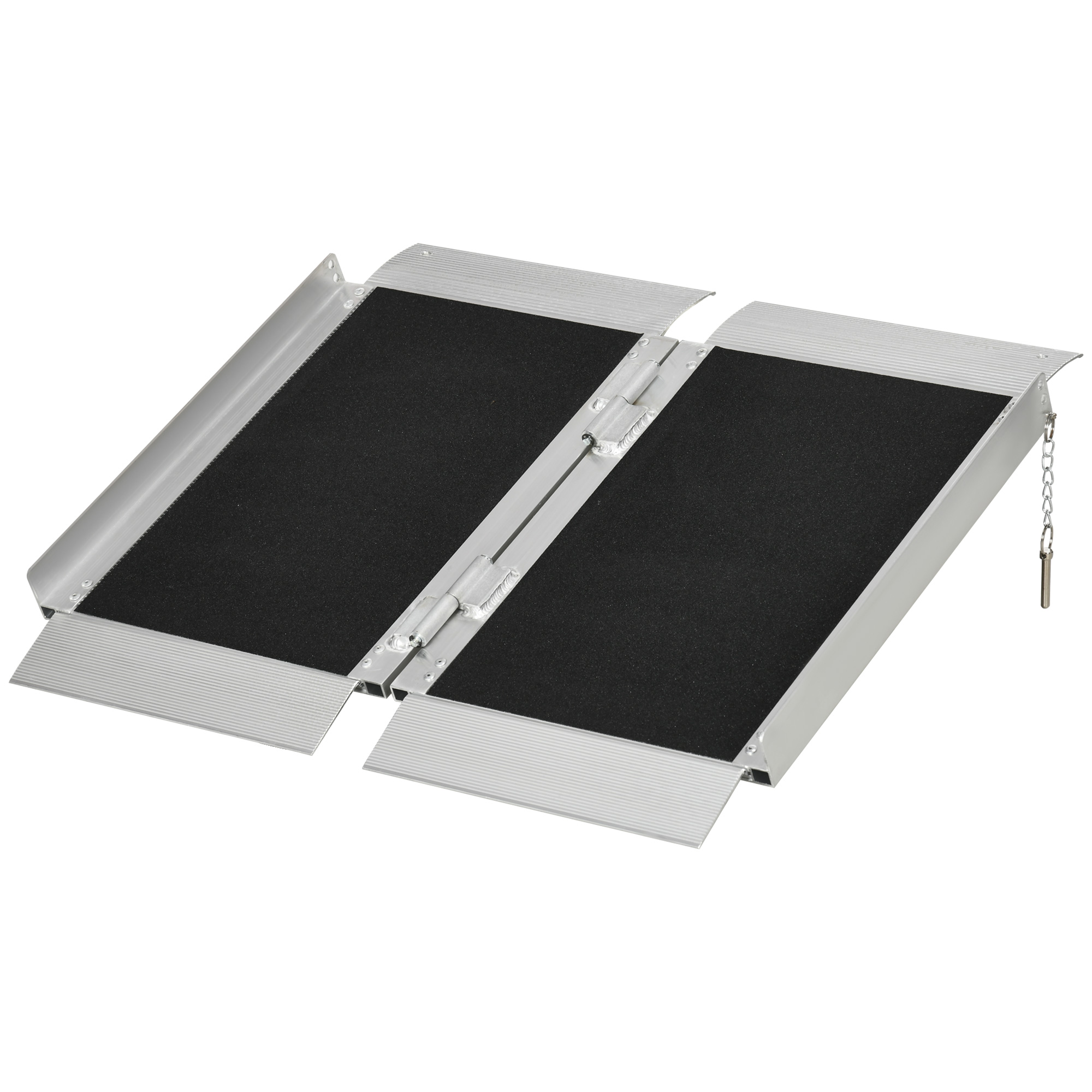 HOMCOM Rampe de fauteuil roulant pliable en alliage d'aluminium antidérapante, avec poignées, charge max. 272 kg, noir