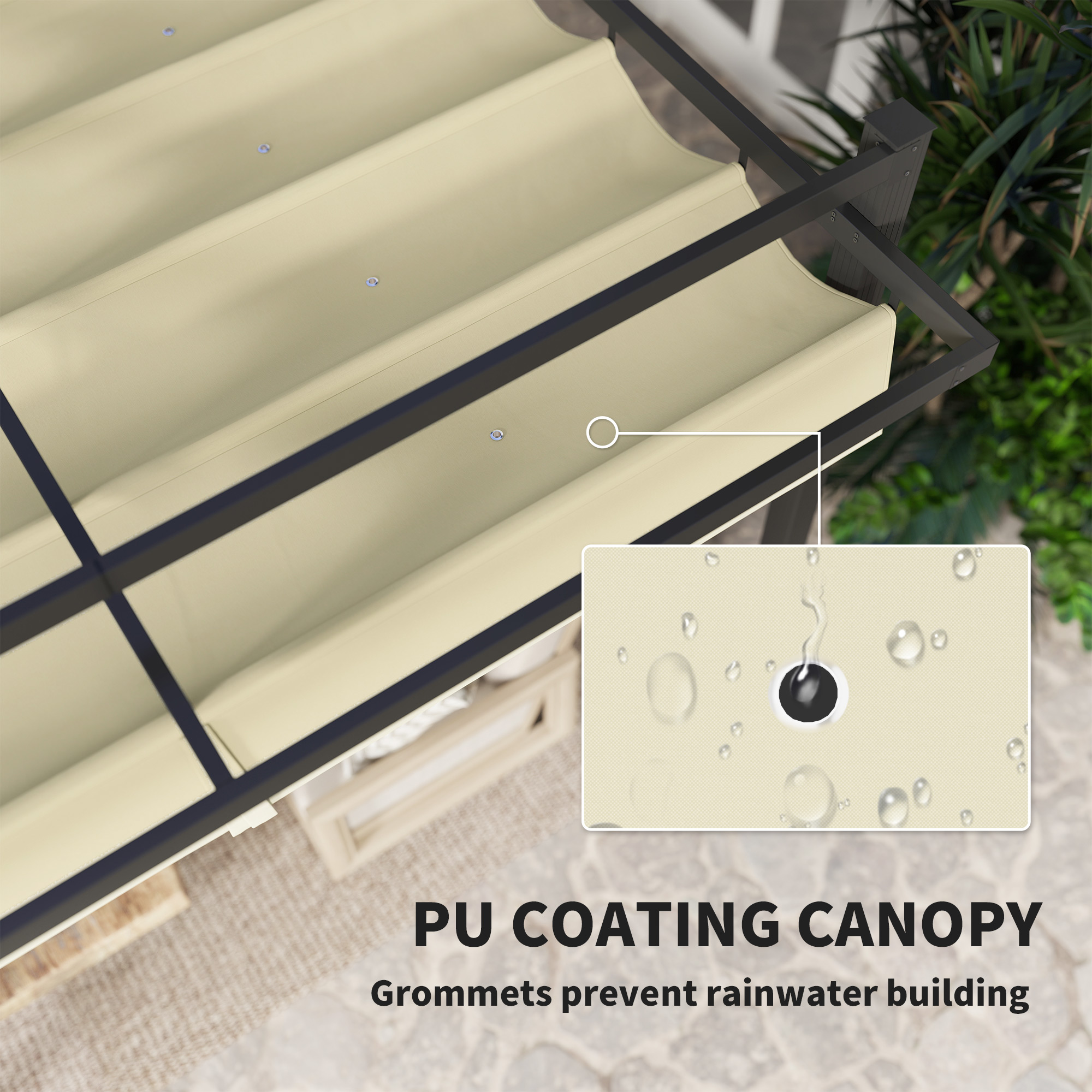 Outsunny 3 x 3m Aluminium Pergola, with Retractable Roof Grey/Khaki 5