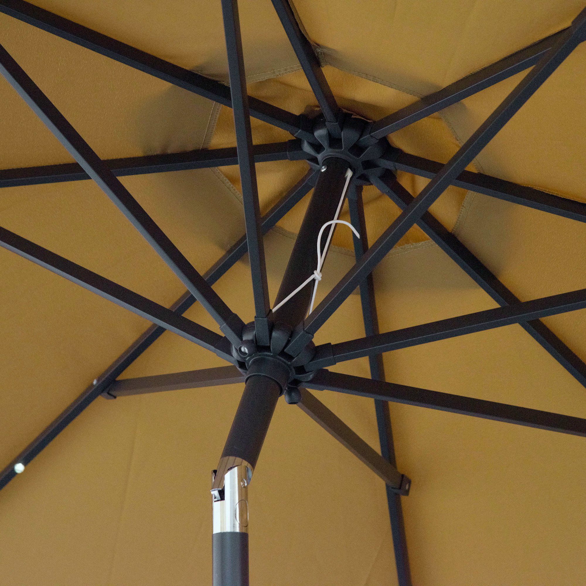 Outsunny 2.7m Patio Garden Umbrella Outdoor Parasol with Tilt Crank and 24 LEDs Lights (Brown) 8