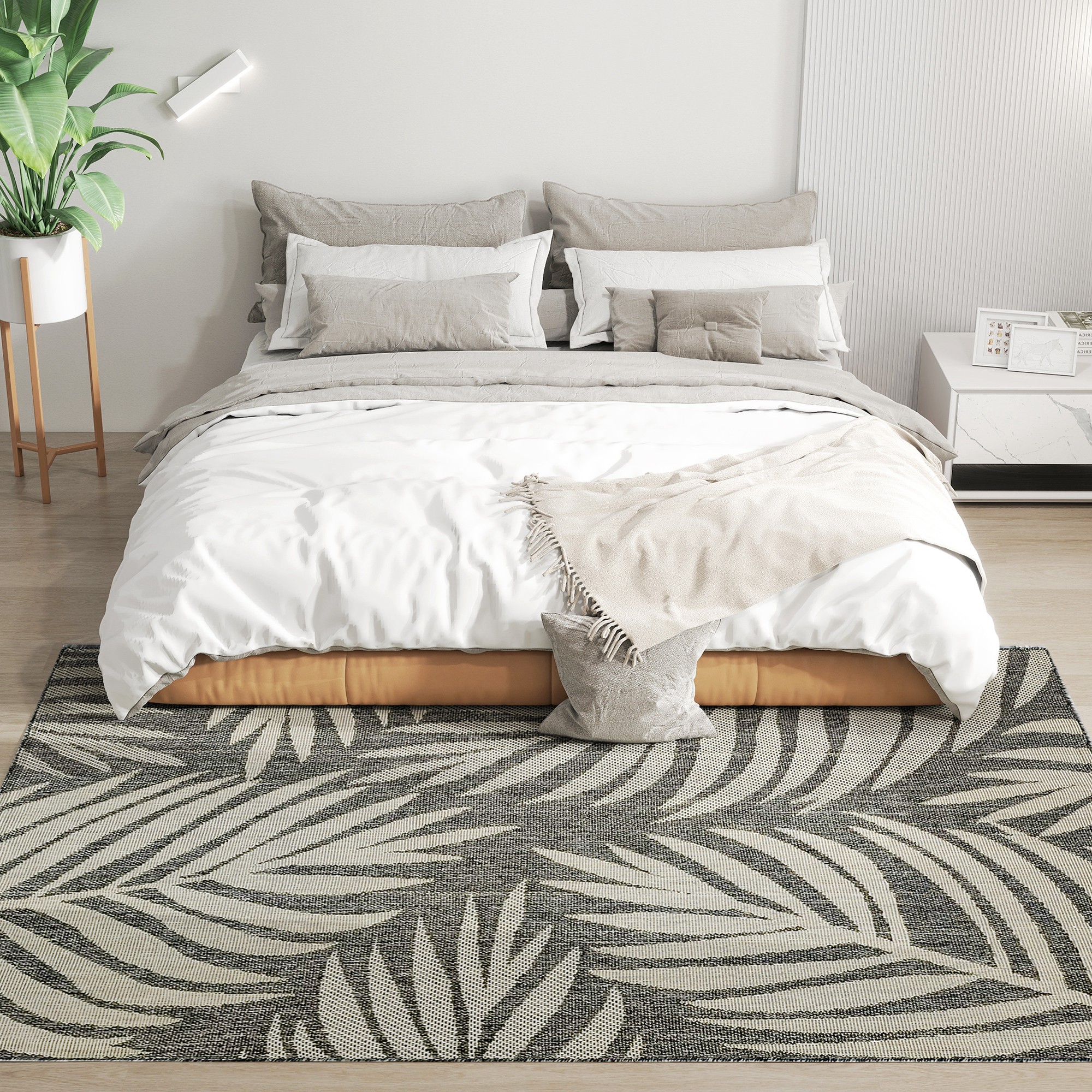 HOMCOM UV Resistant Indoor & Outdoor Area Rug, Easy-Cleaning Machine Washable Rug for Patio, Garden, Kitchen, Bathroom or Living Room, 230 x 160 cm, Grey