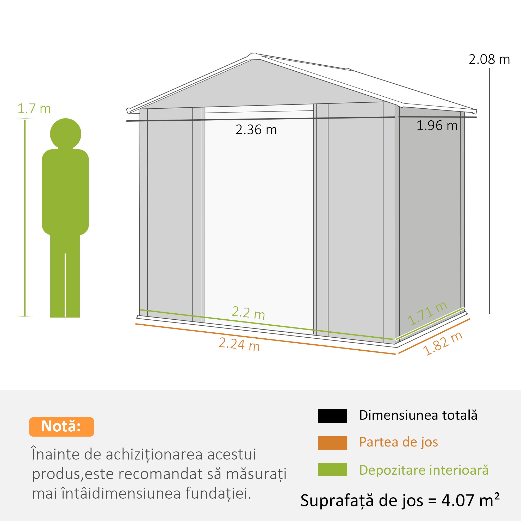  Magazie de Gradina din Otel cu Usi Glisante Duble 236x196x208 cm [2]