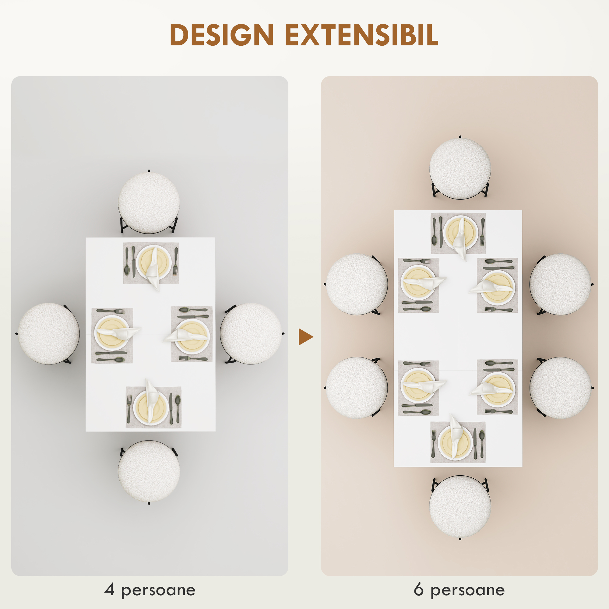  Masa Extensibila pentru 4-6 Persoane cu Panouri Rabatabile, 120-160x80x78 cm, Alb Lucios [3]