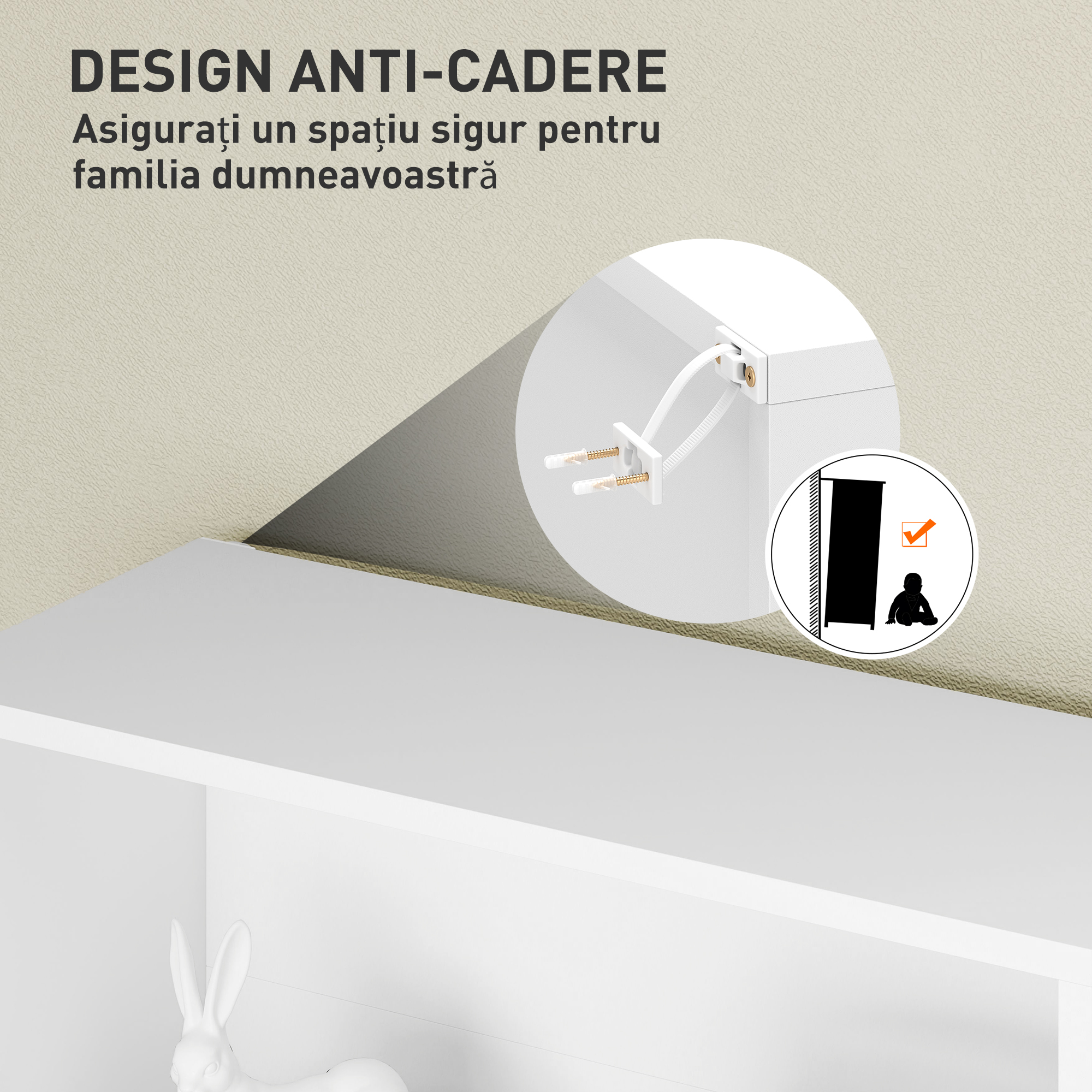  Biblioteca cu 4 Rafturi si 2 Rafturi Flexibile, din Lemn, 60x24x115.5 cm, Alb [5]