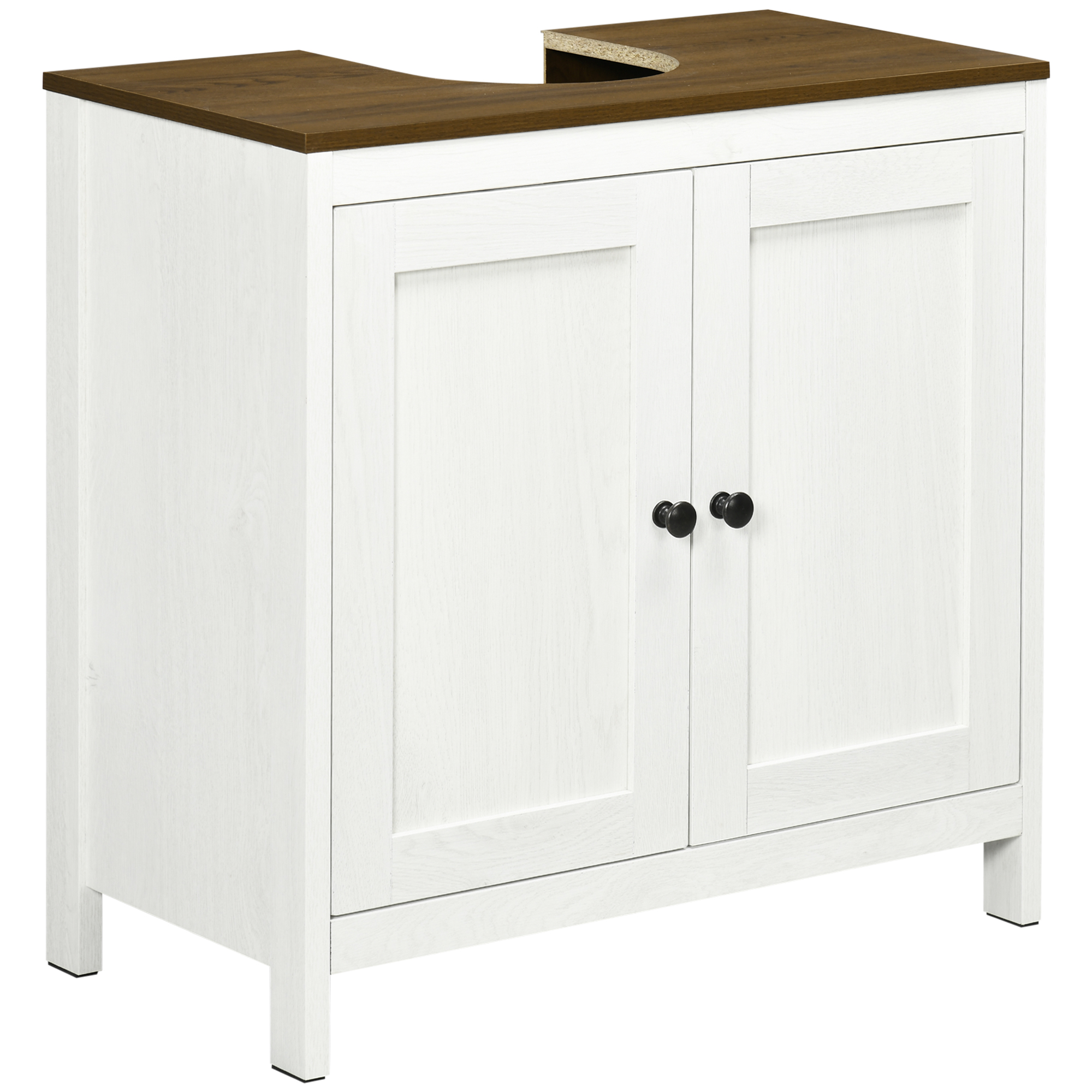 kleankin Mueble para Debajo del Lavabo Armario Bajo con 2 Puertas Enmarcadas y Estante Ajustable 60x30x60 cm Blanco | Aosom España