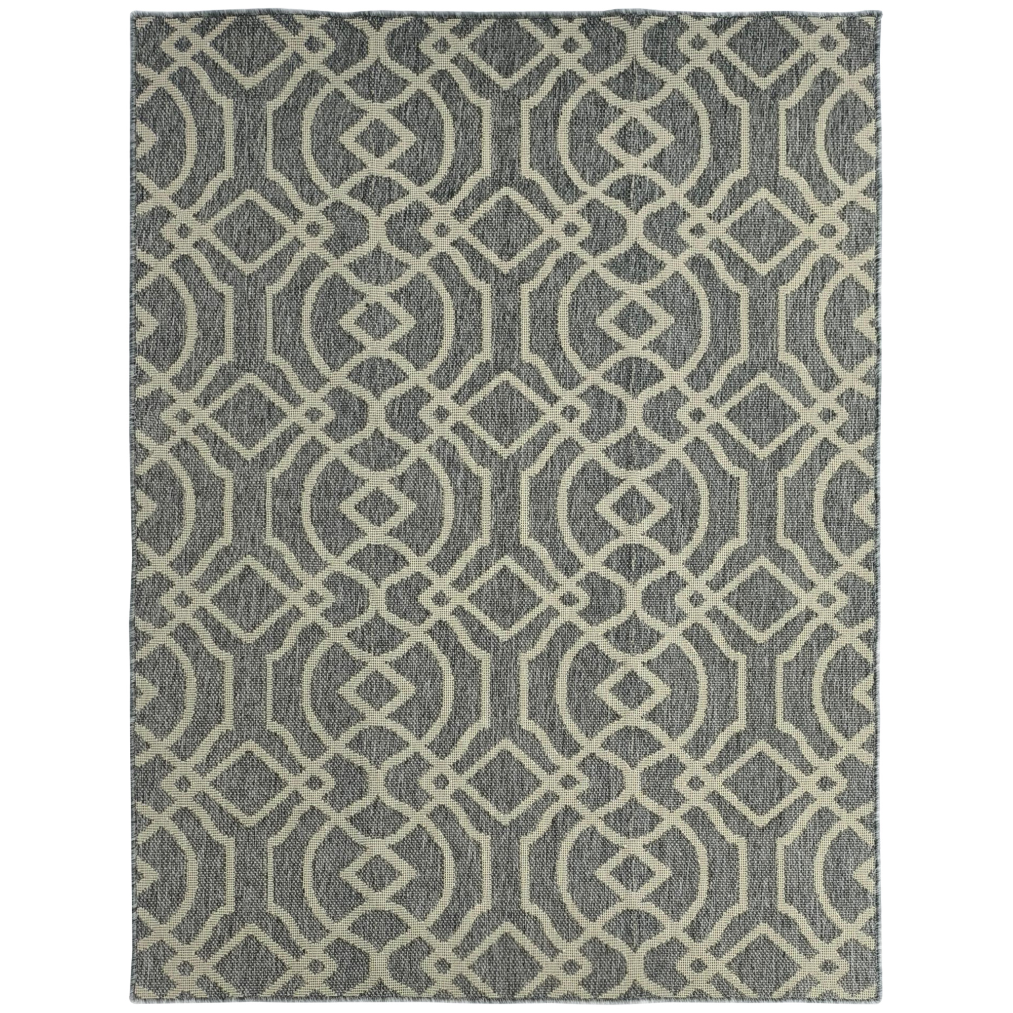 HOMCOM UV Resistant Indoor & Outdoor Area Rug, Easy-Cleaning Machine Washable Rug with Geometric Pattern for Patio, Garden, Kitchen, Bathroom or Living Room, 230 x 160 cm, Grey