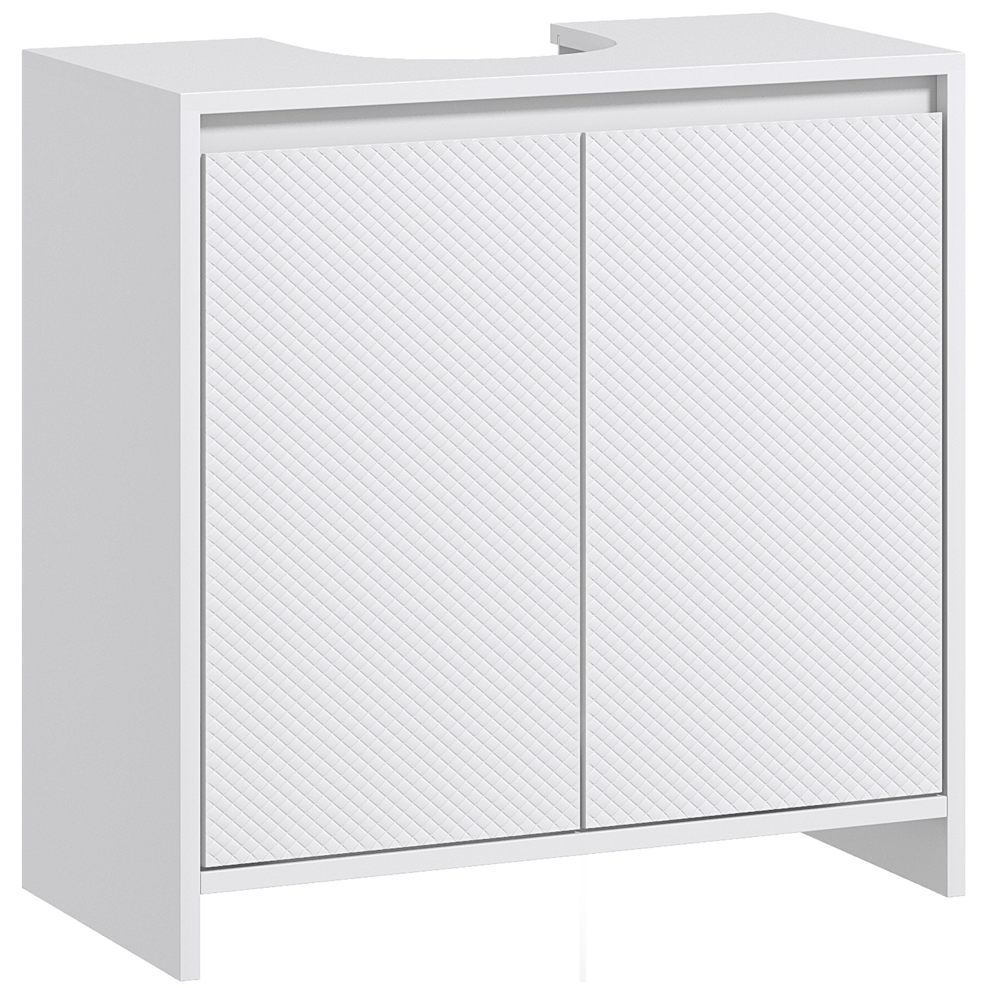 HOMCOM Mueble para Debajo del Lavabo de Baño Armario de Baño Moderno con Estante Mueble Lavabo con Pie Anti-vuelco Carga 40 kg 60x30x60 cm Blanco
