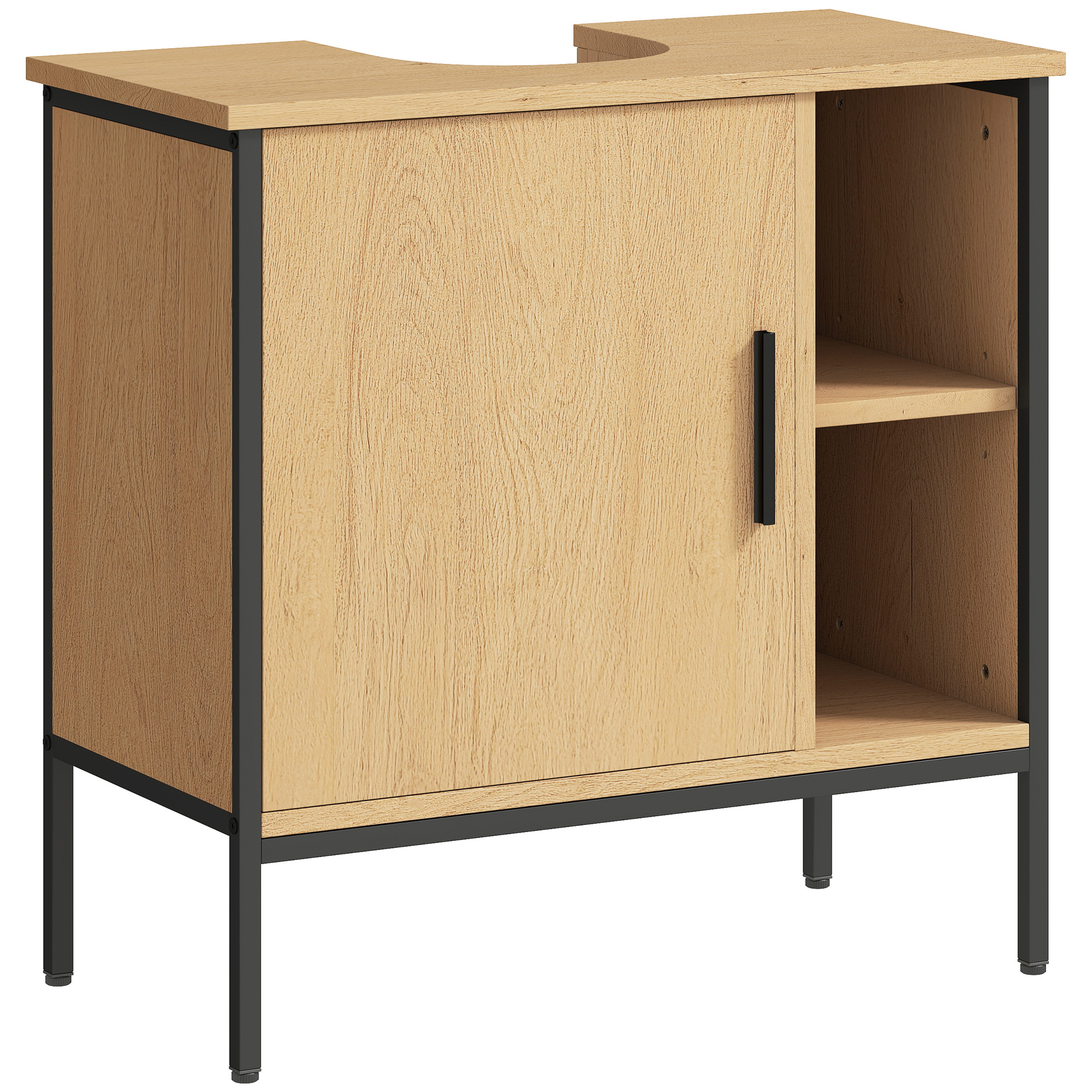 HOMCOM Mueble bajo Lavabo con Puerta y Estante Ajustable para Lavabo con Pedestal 60x30x59,5 cm Roble