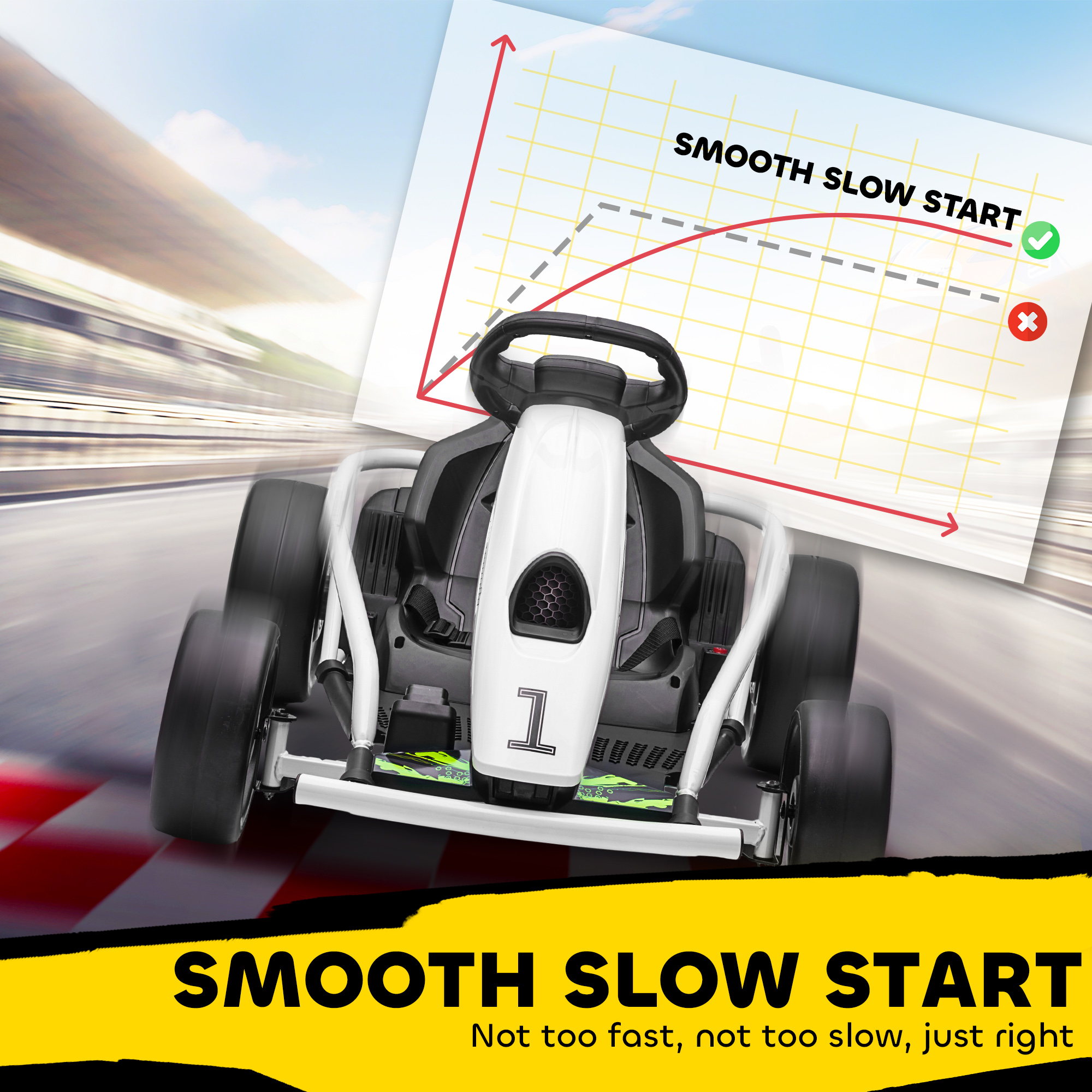 HOMCOM 24V Electric Go Kart for Kids, Drift Ride-On Racing Go Kart with 2 Speeds, for Boys Girls Aged 8-12 Years Old, White 7
