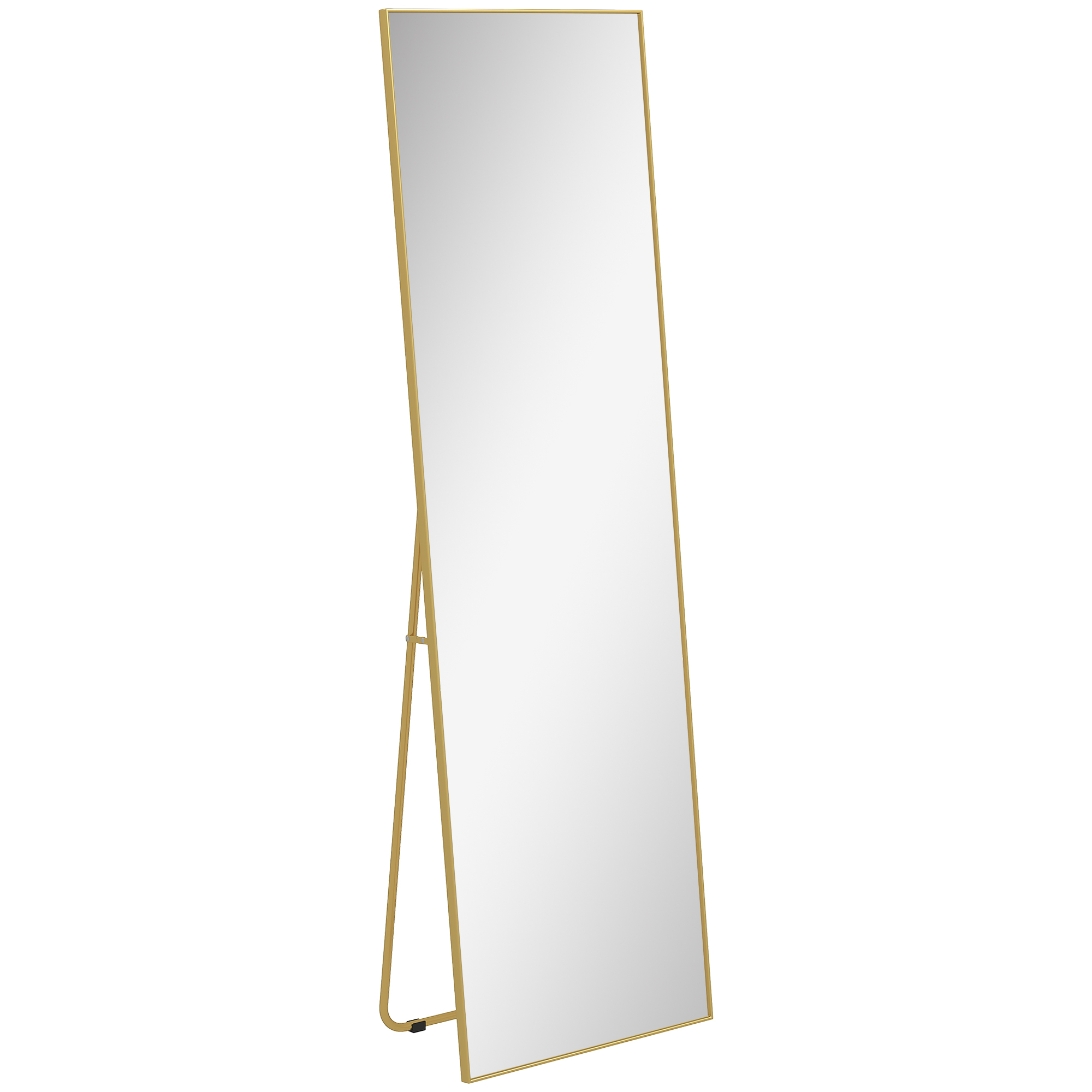 HOMCOM Espejo de Pie Cuerpo Entero de Aleación de Aluminio Espejo de Pared con 2 Formas de Uso Rectangular 50x161,5x2 cm Dorado