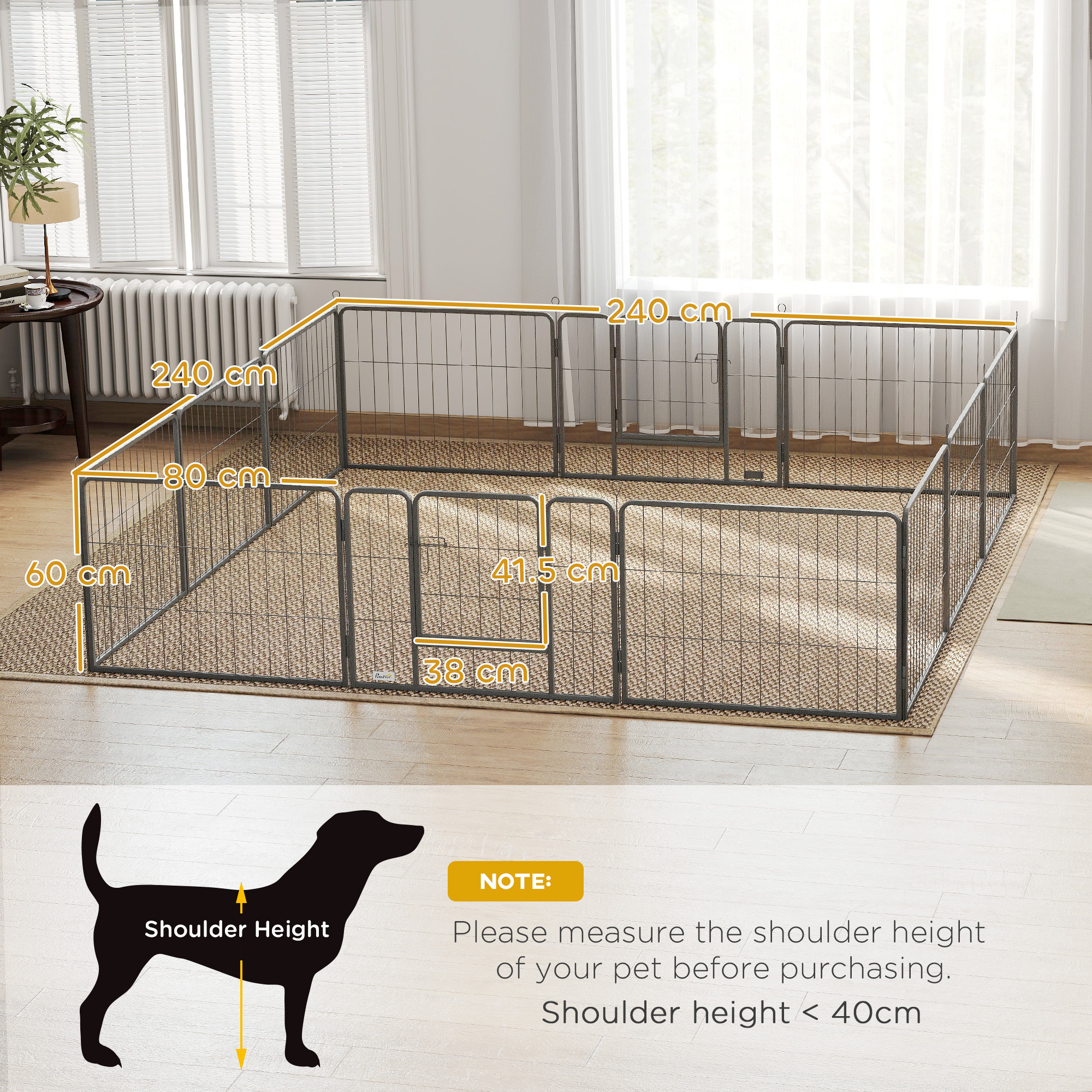 PawHut Heavy Duty Pet Playpen, 12 Panels Puppy Play Pen, Foldable