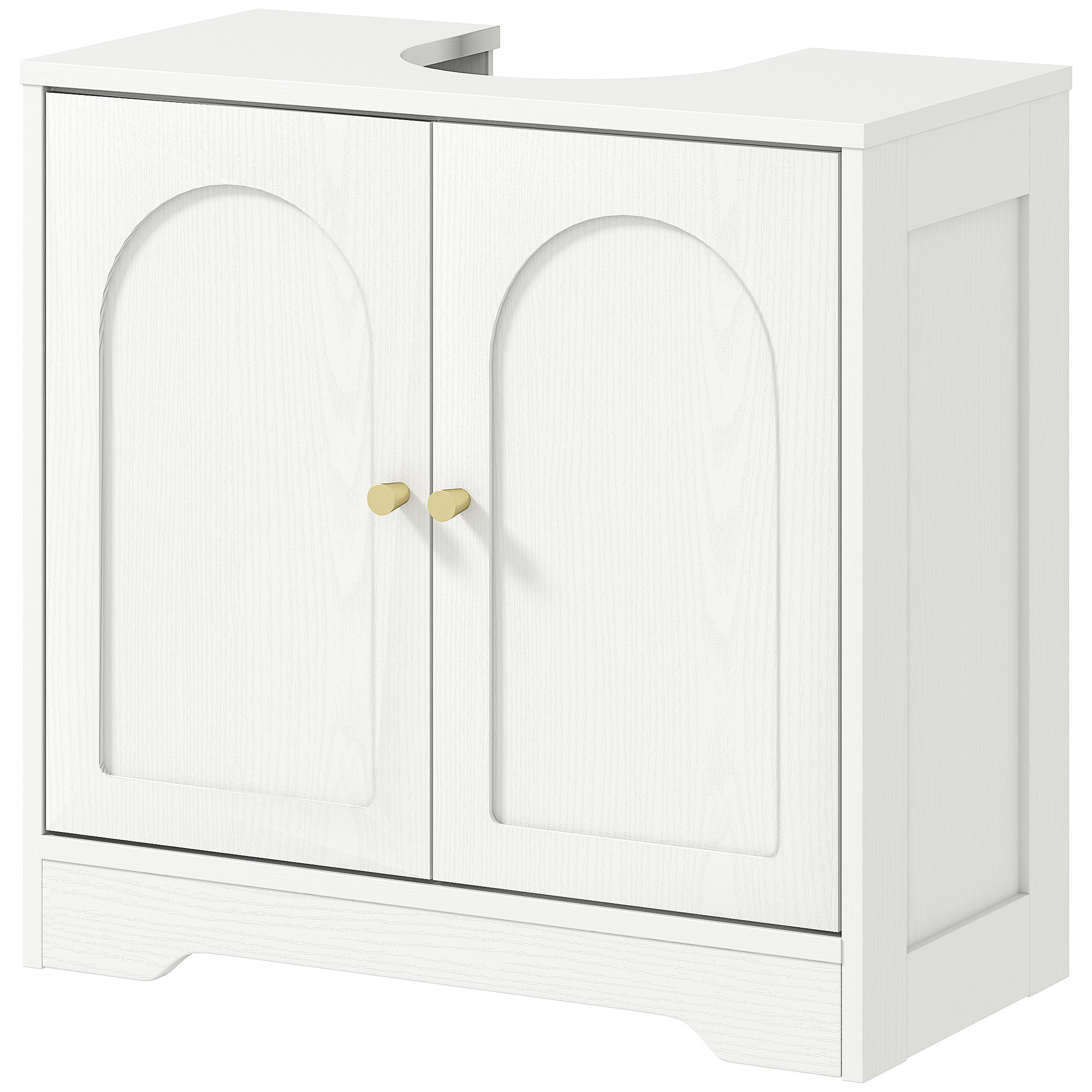HOMCOM Meuble sous lavabo salle de bain avec placard à portes et étagère réglable, pour bassin avec ou sans pédestal, blanc