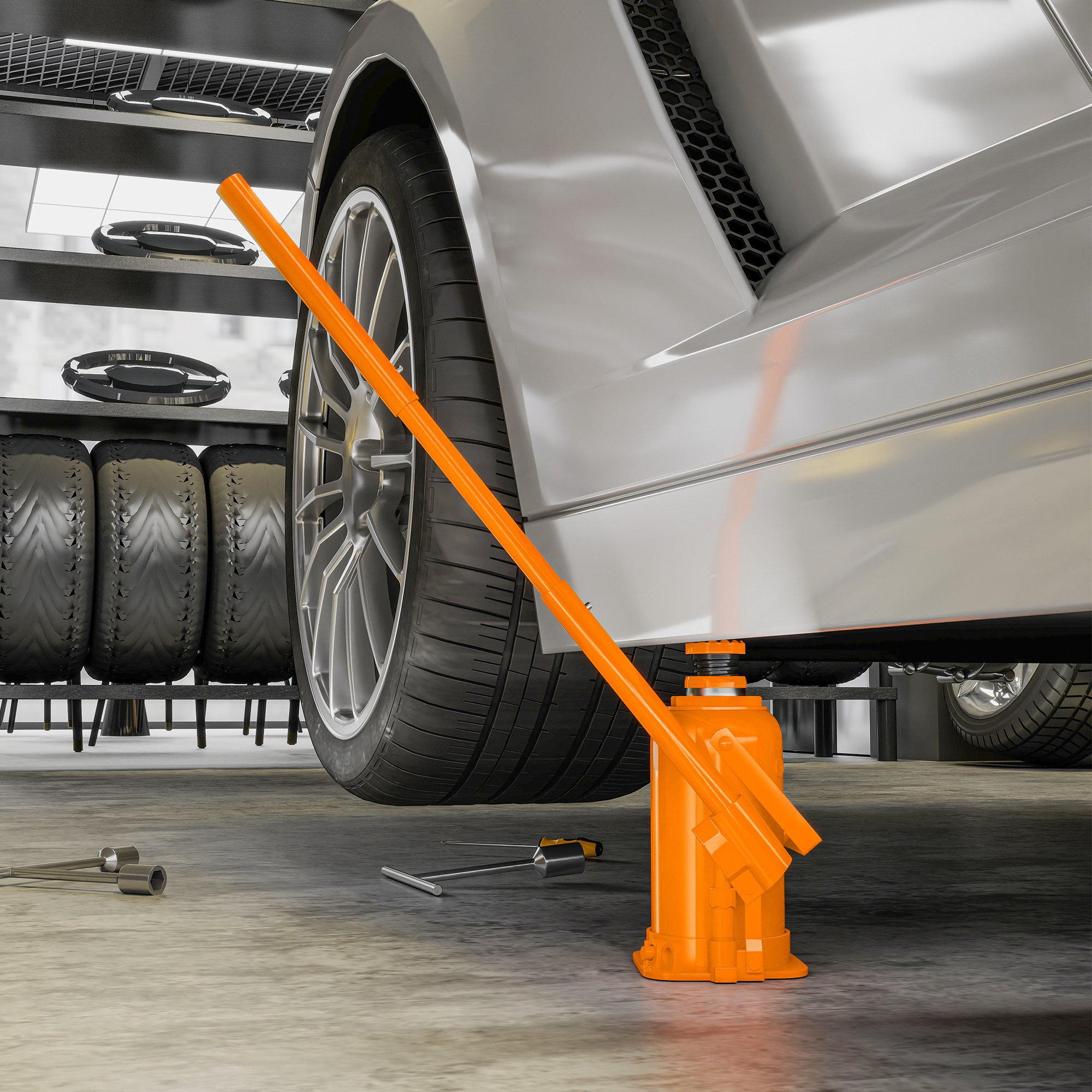 HOMCOM Hydraulic Low Profile Floor Jack, 2.5 Tonne Heavy Duty Steel Trolley Car Jack Lift with 80-360 mm Lifting Range, Wheels, Top Handle, Red