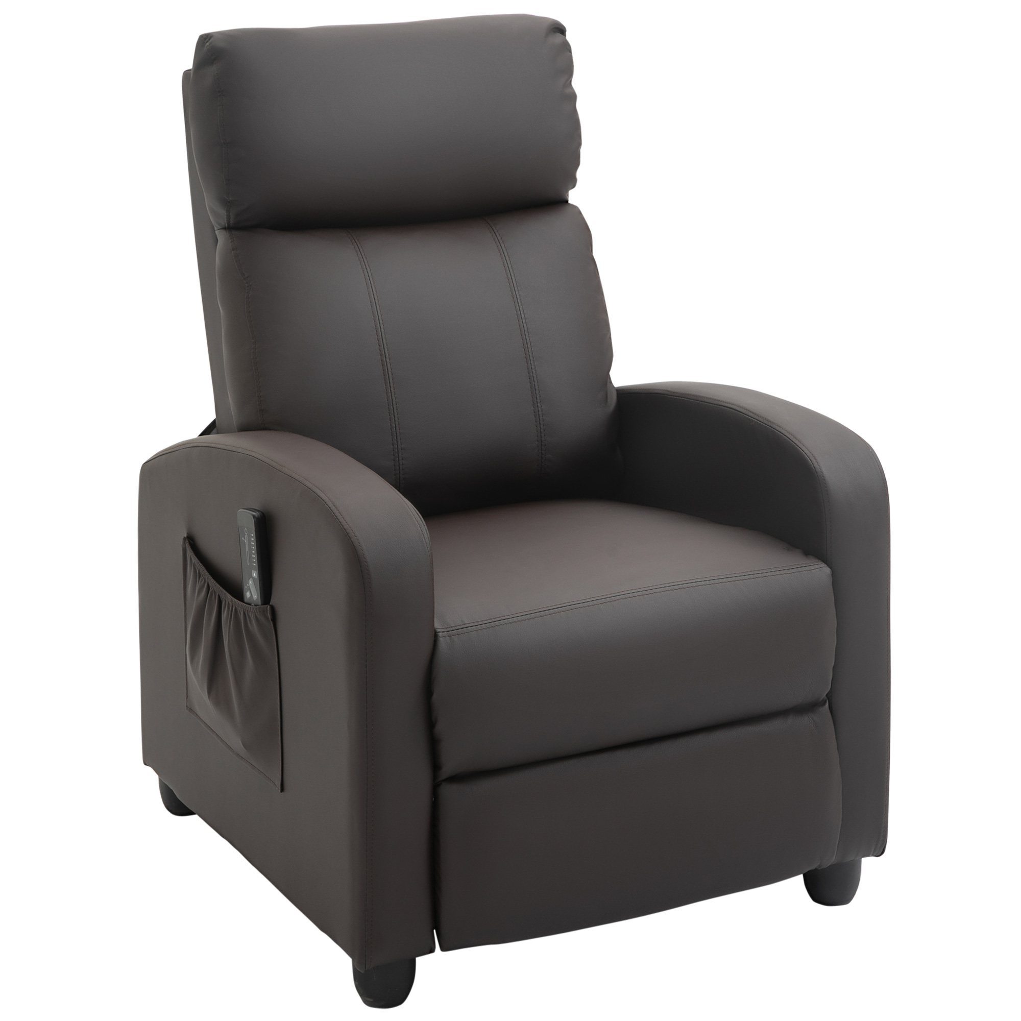 HOMCOM Sillón de Masaje Relax Reclinable con Mando a Distancia 2 Zonas de Masaje 8 Programas 5 Niveles de Intensidad 68x88x98 cm Marrón | Aosom España
